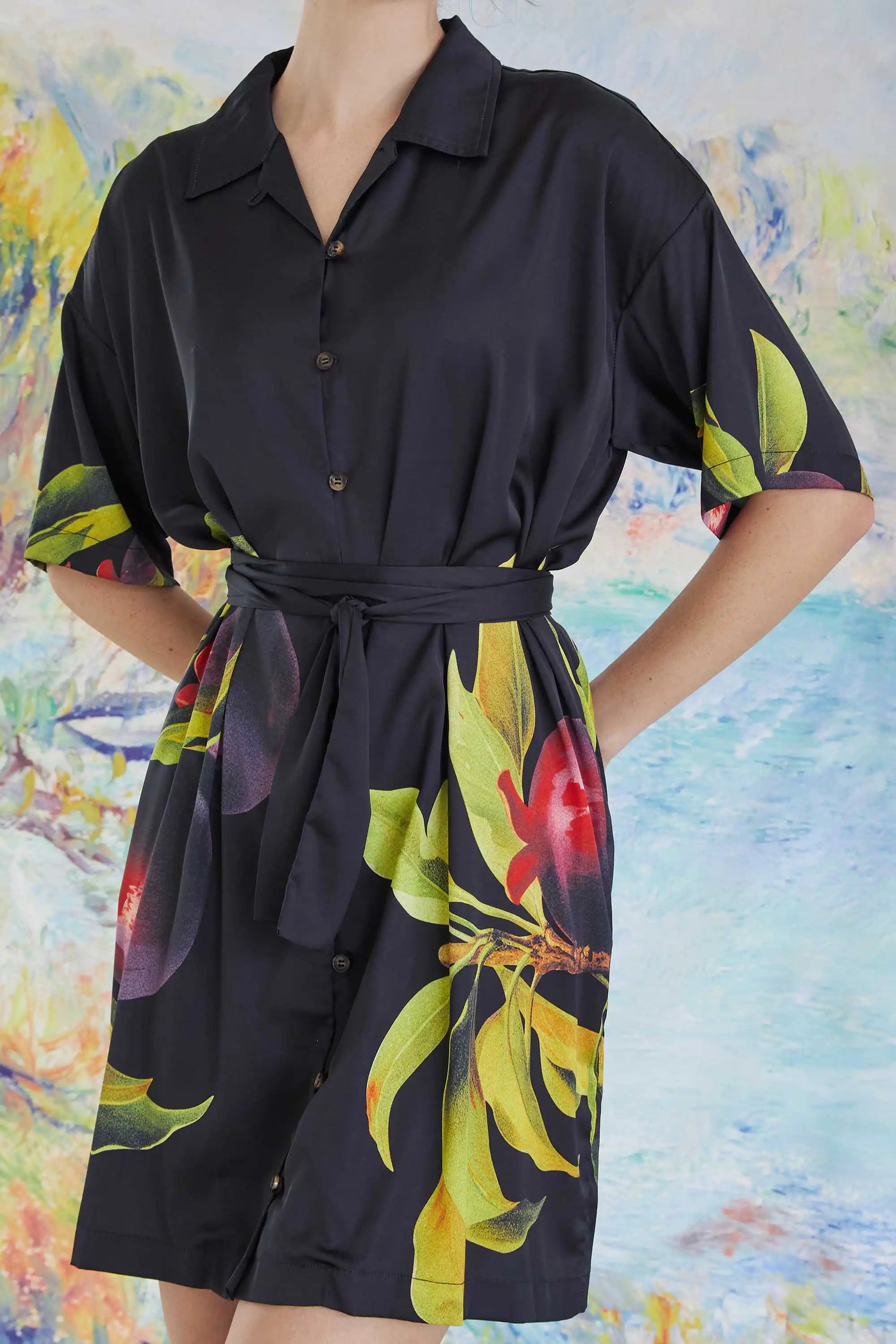Cuban Shirt Dress (Mangosteen)