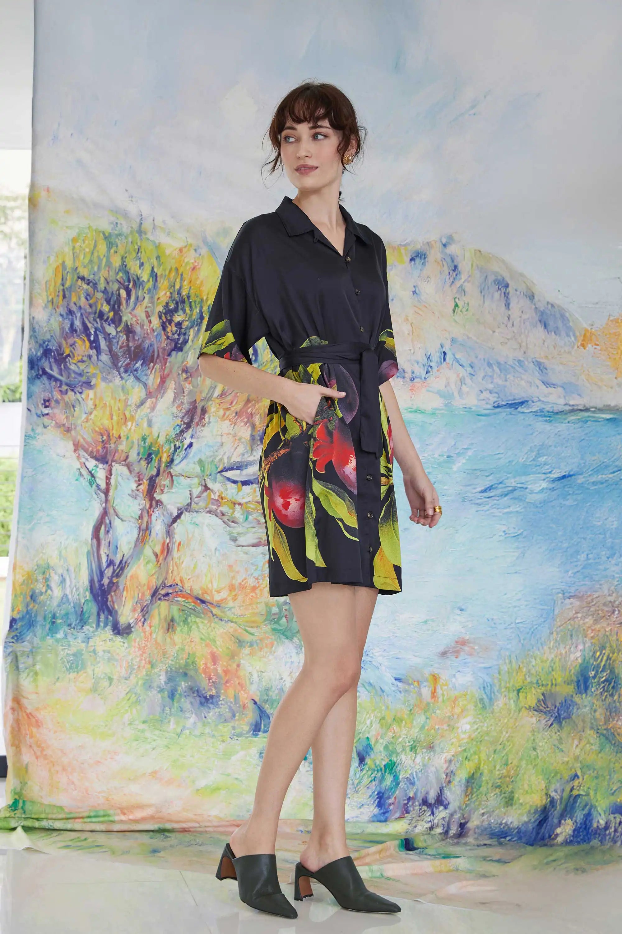 Cuban Shirt Dress (Mangosteen)