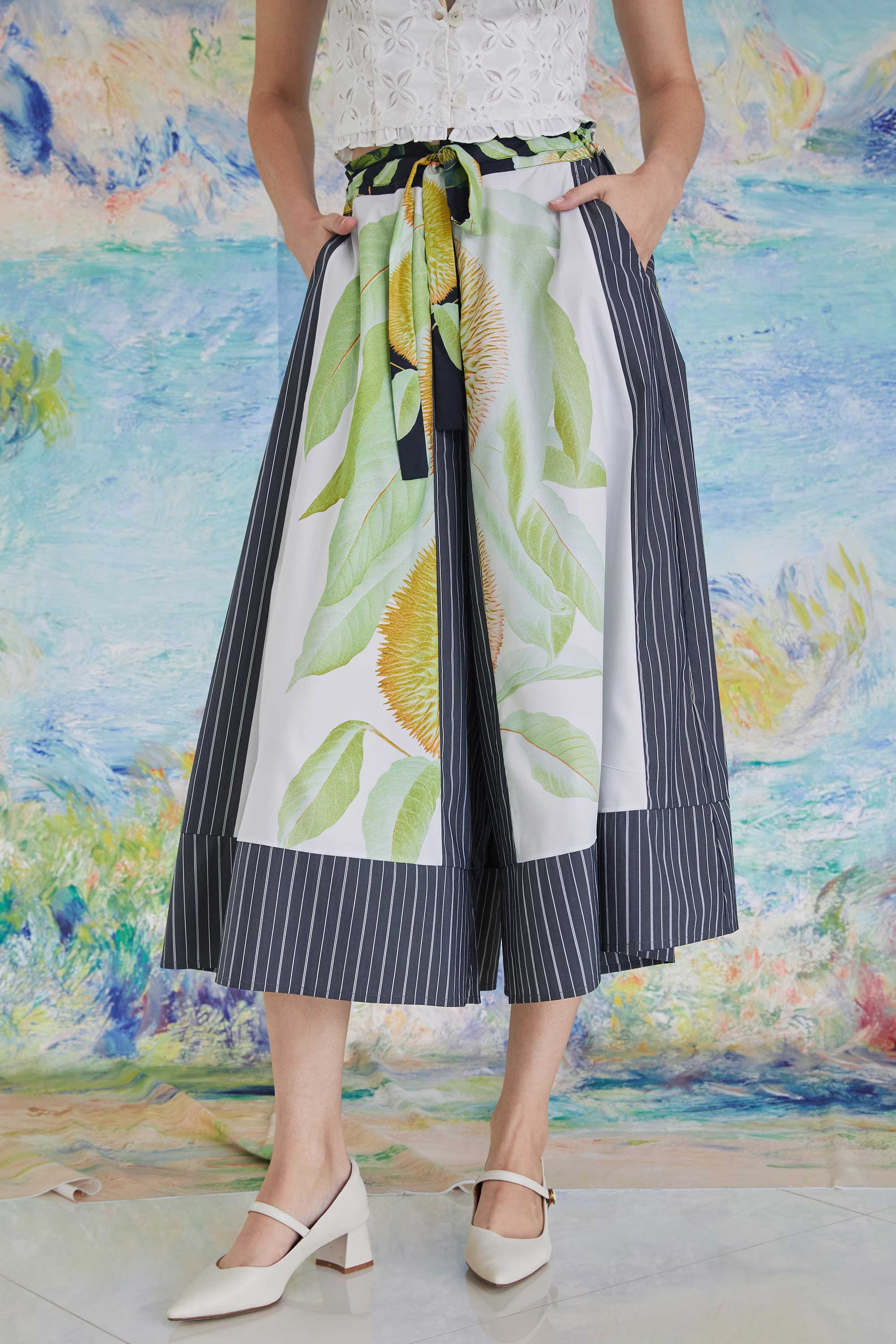 Drawstring Palazzo Pants (Durian)