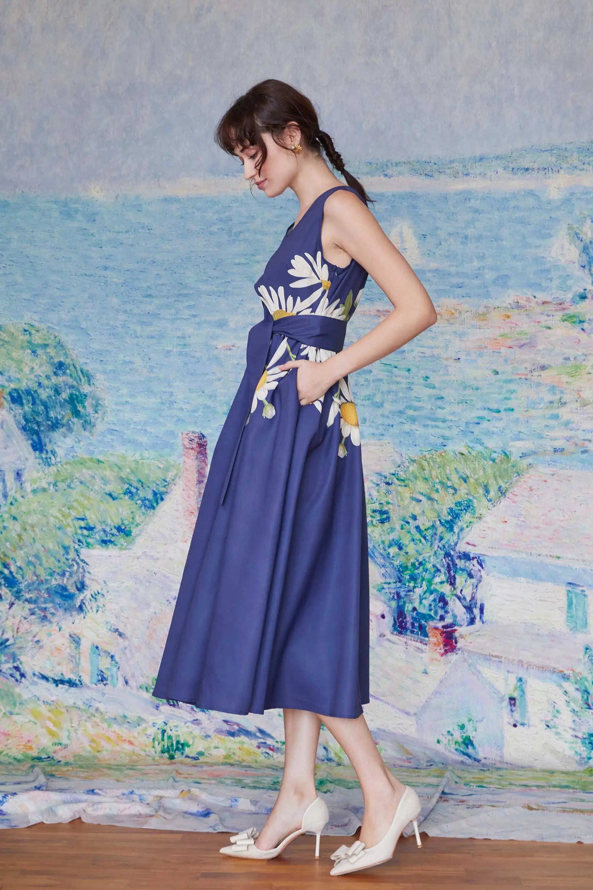 Origami Sleeveless Tea Dress (Chamomile)