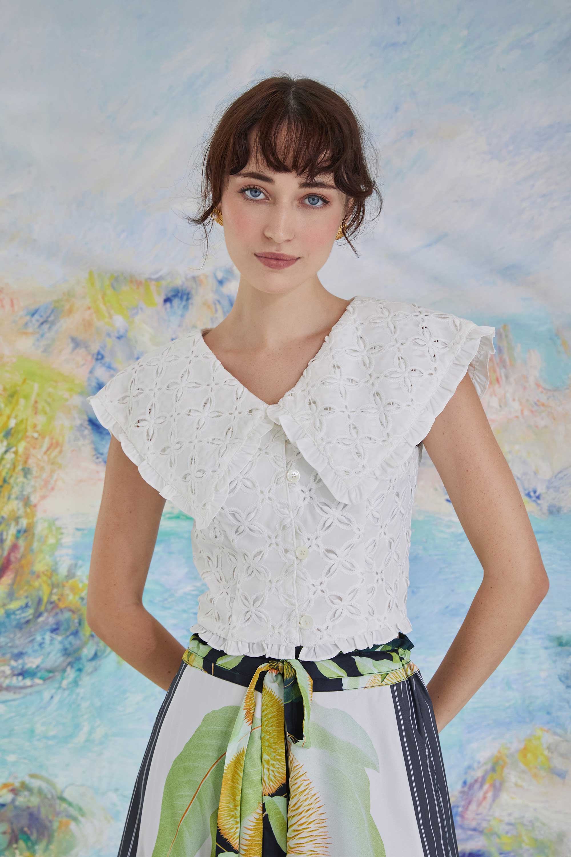 Sailor Collar Cropped Top (White)