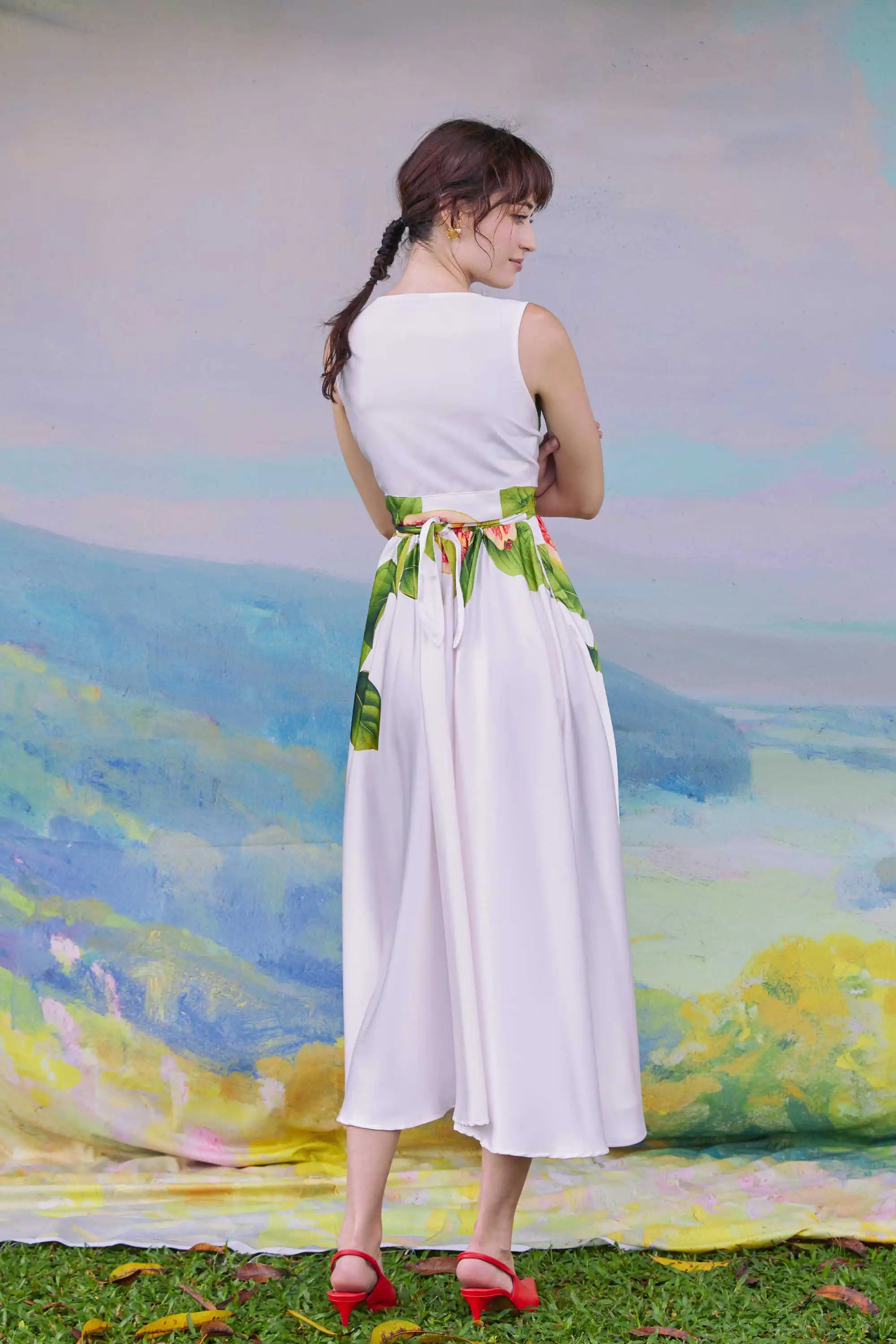 Sleeveless Back Wrap Dress (Guava)
