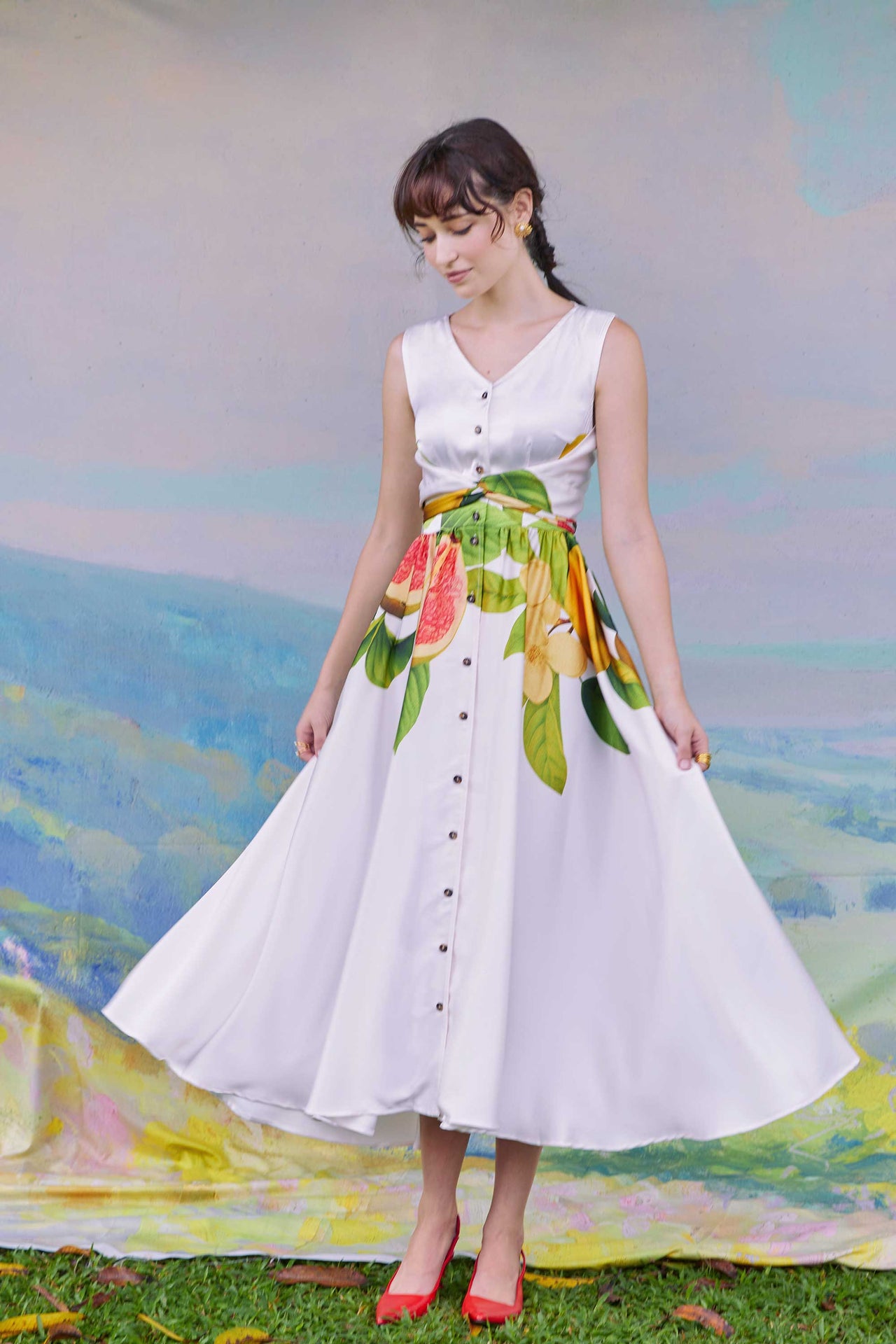 Sleeveless Back Wrap Dress (Guava)