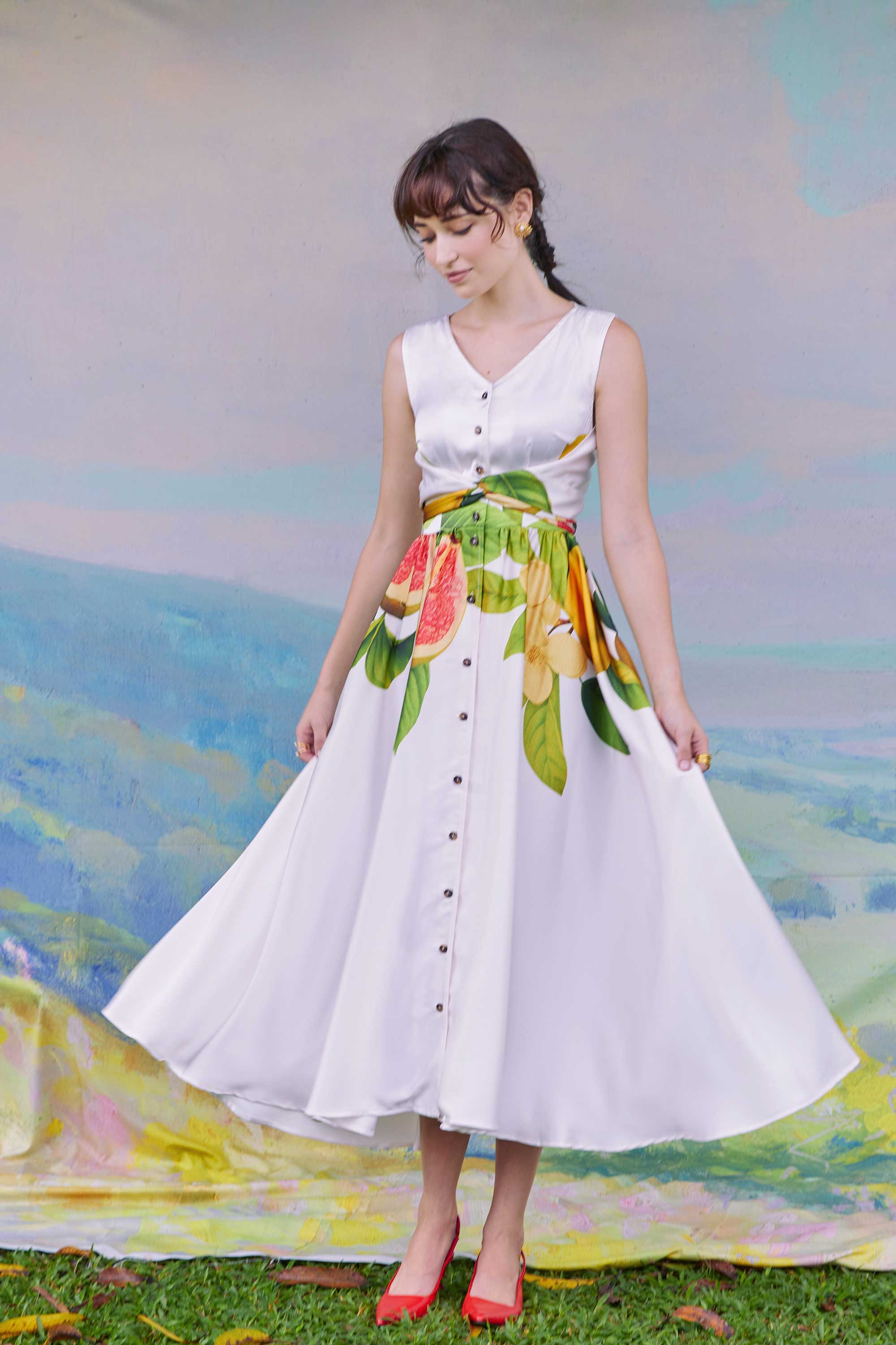 Sleeveless Back Wrap Dress (Guava)