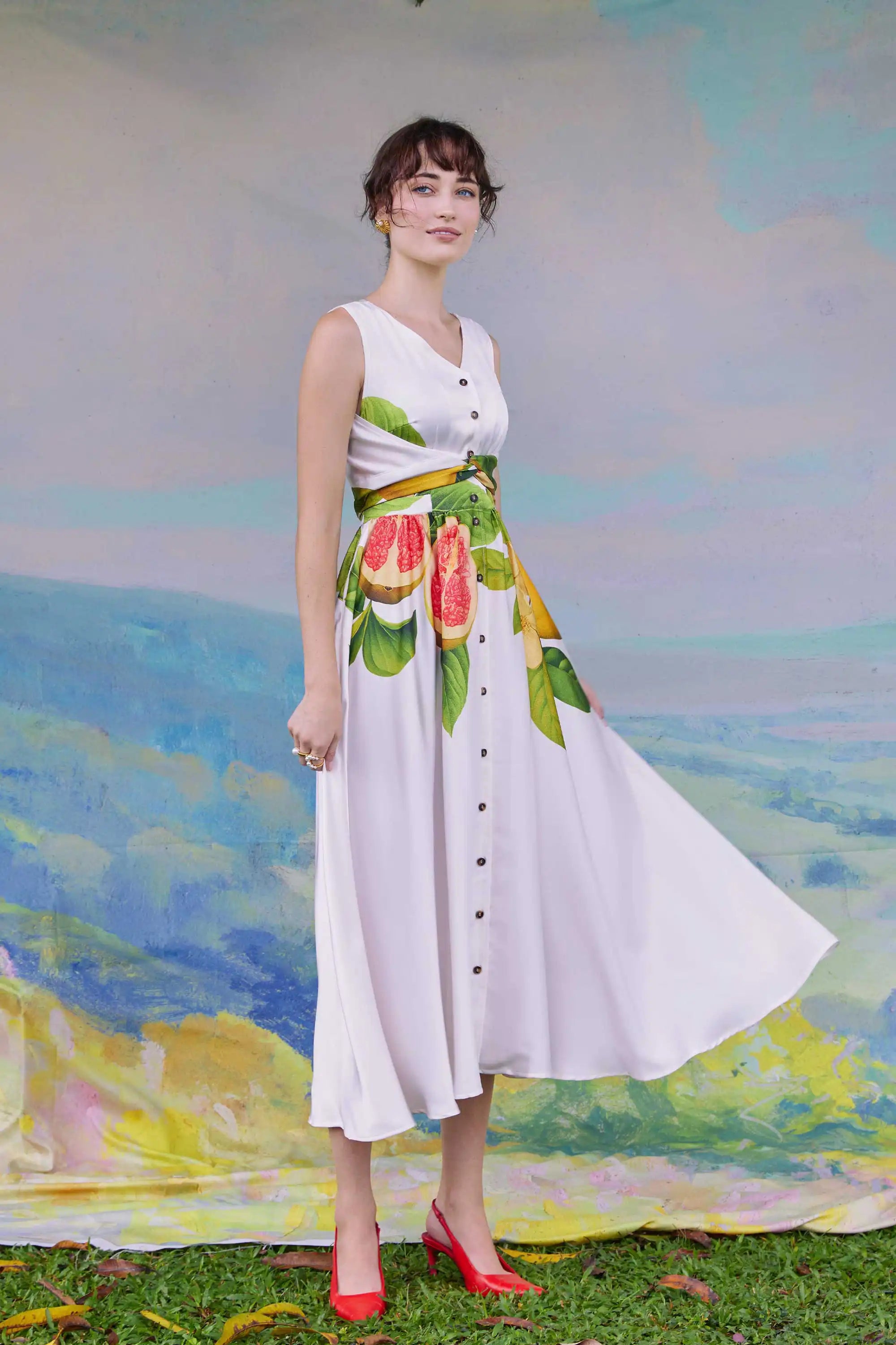 Sleeveless Back Wrap Dress (Guava)