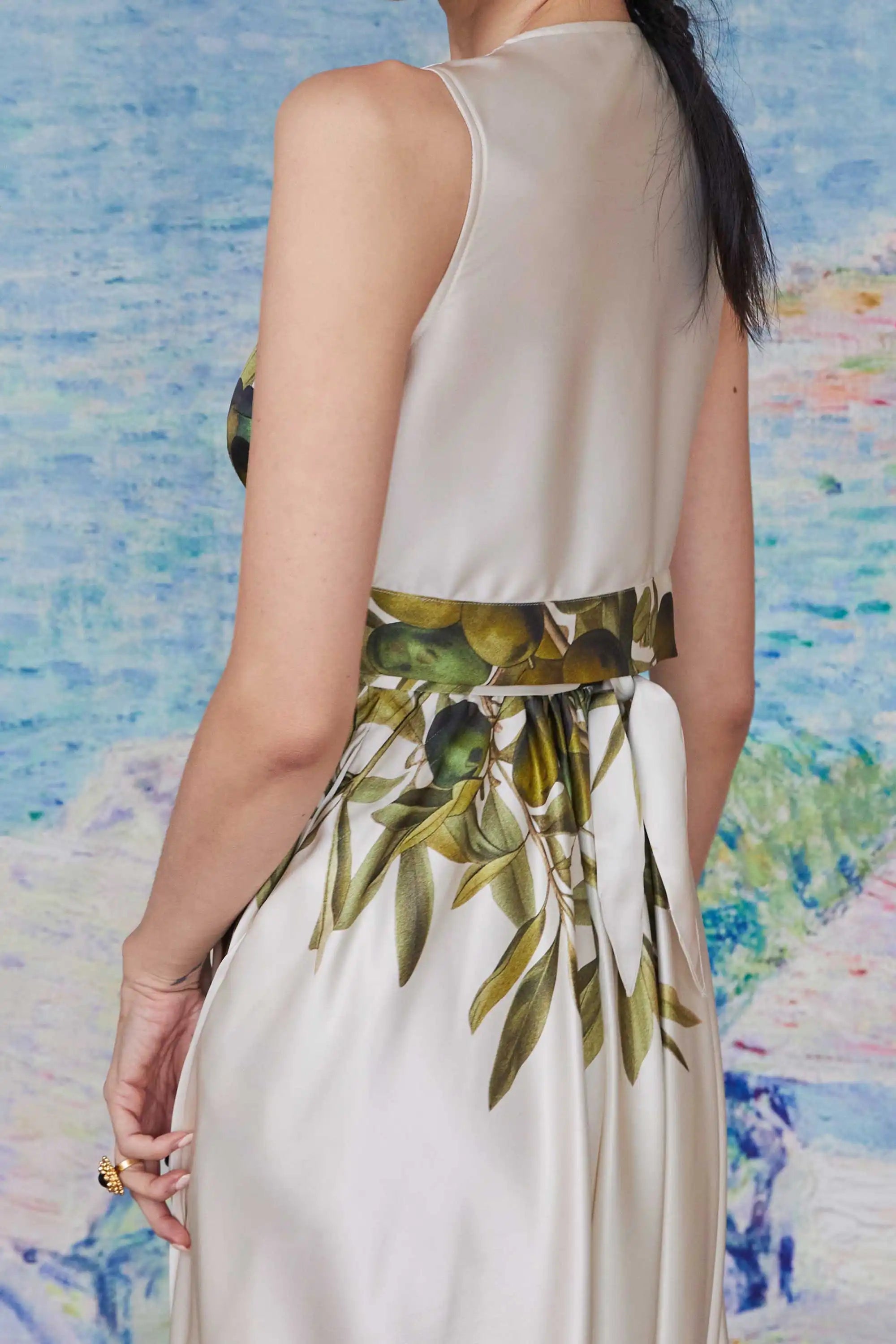 Sleeveless Back Wrap Dress (Olive)