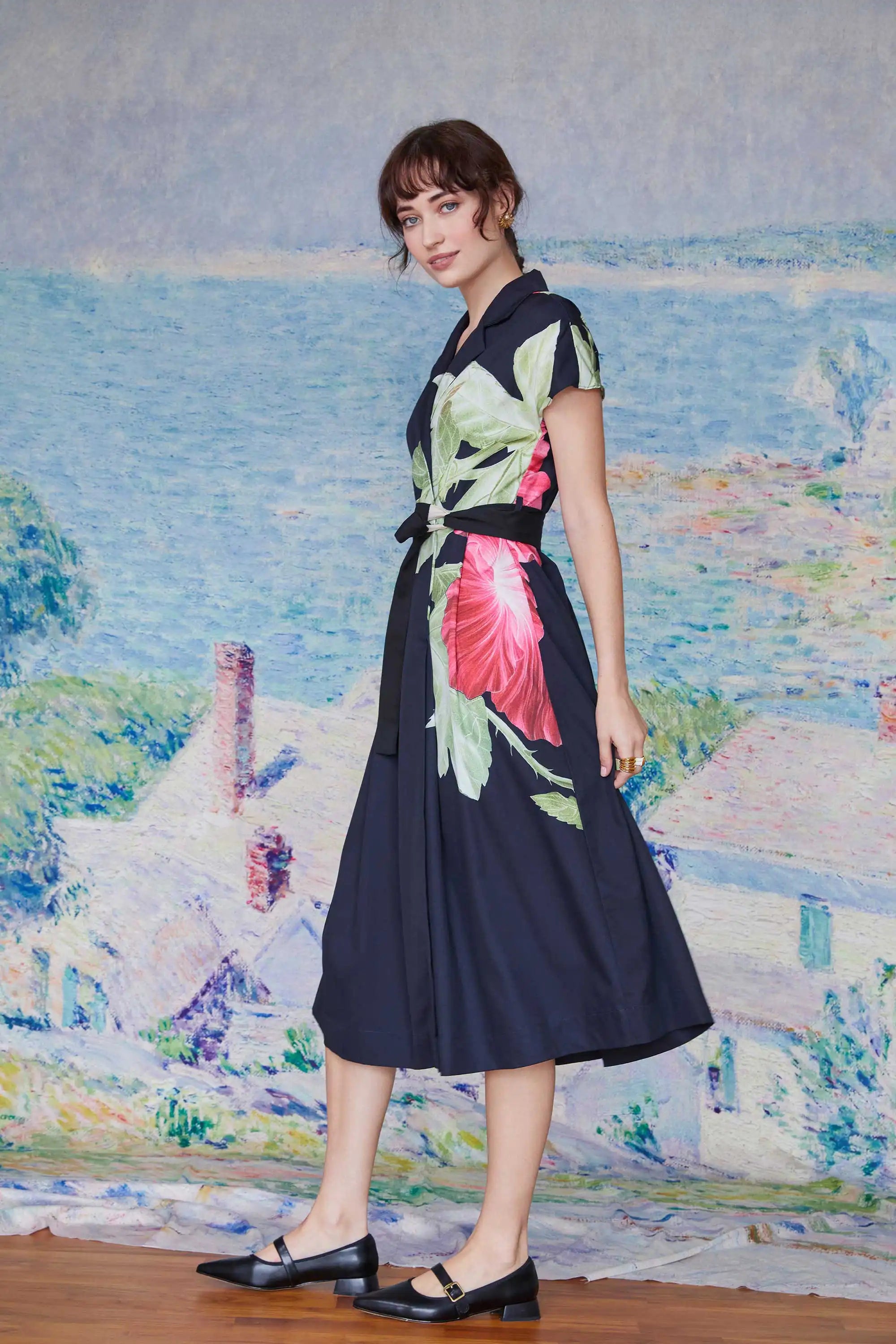 Trench Midi Dress (Hibiscus)