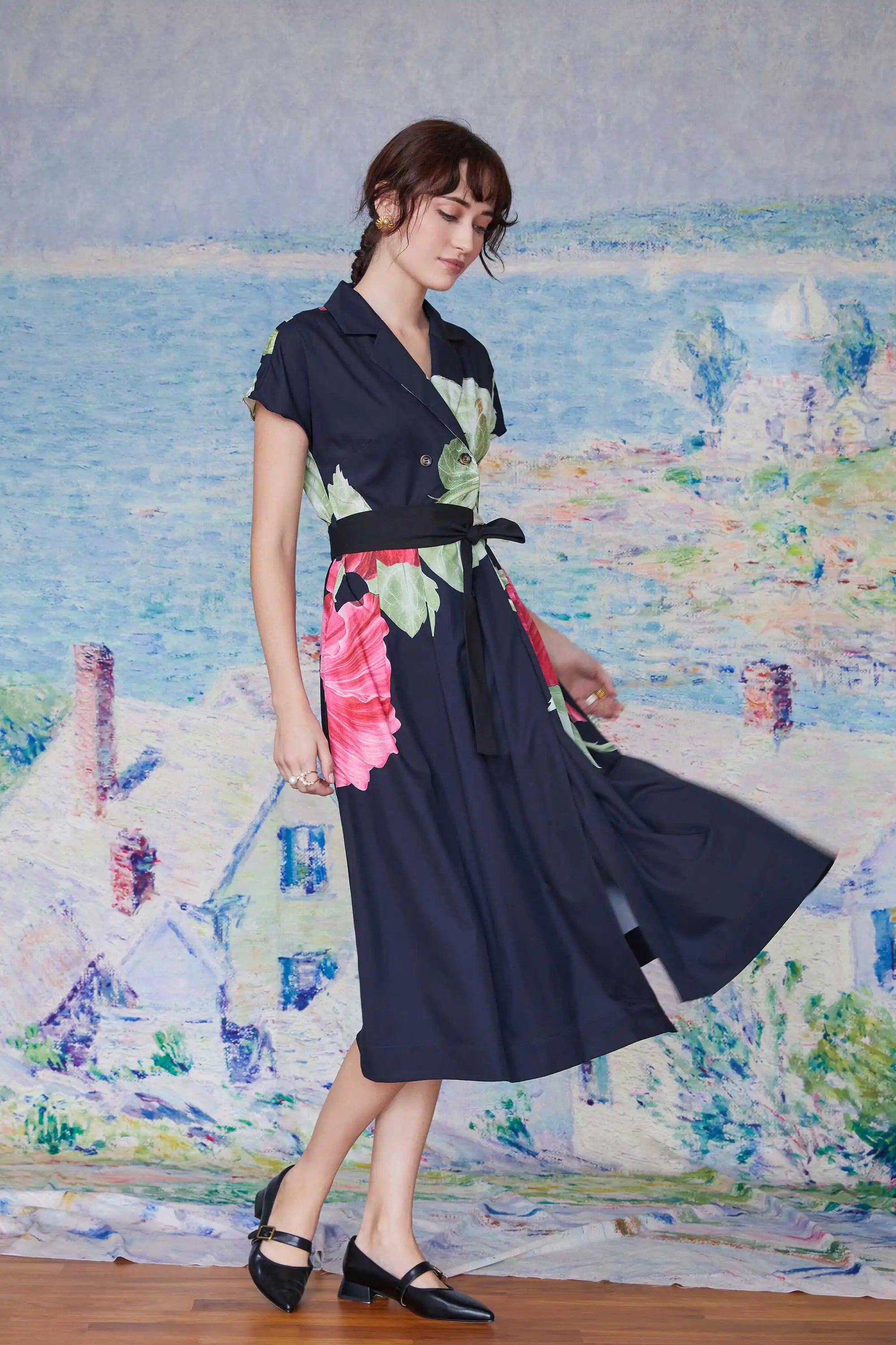 Trench Midi Dress (Hibiscus)