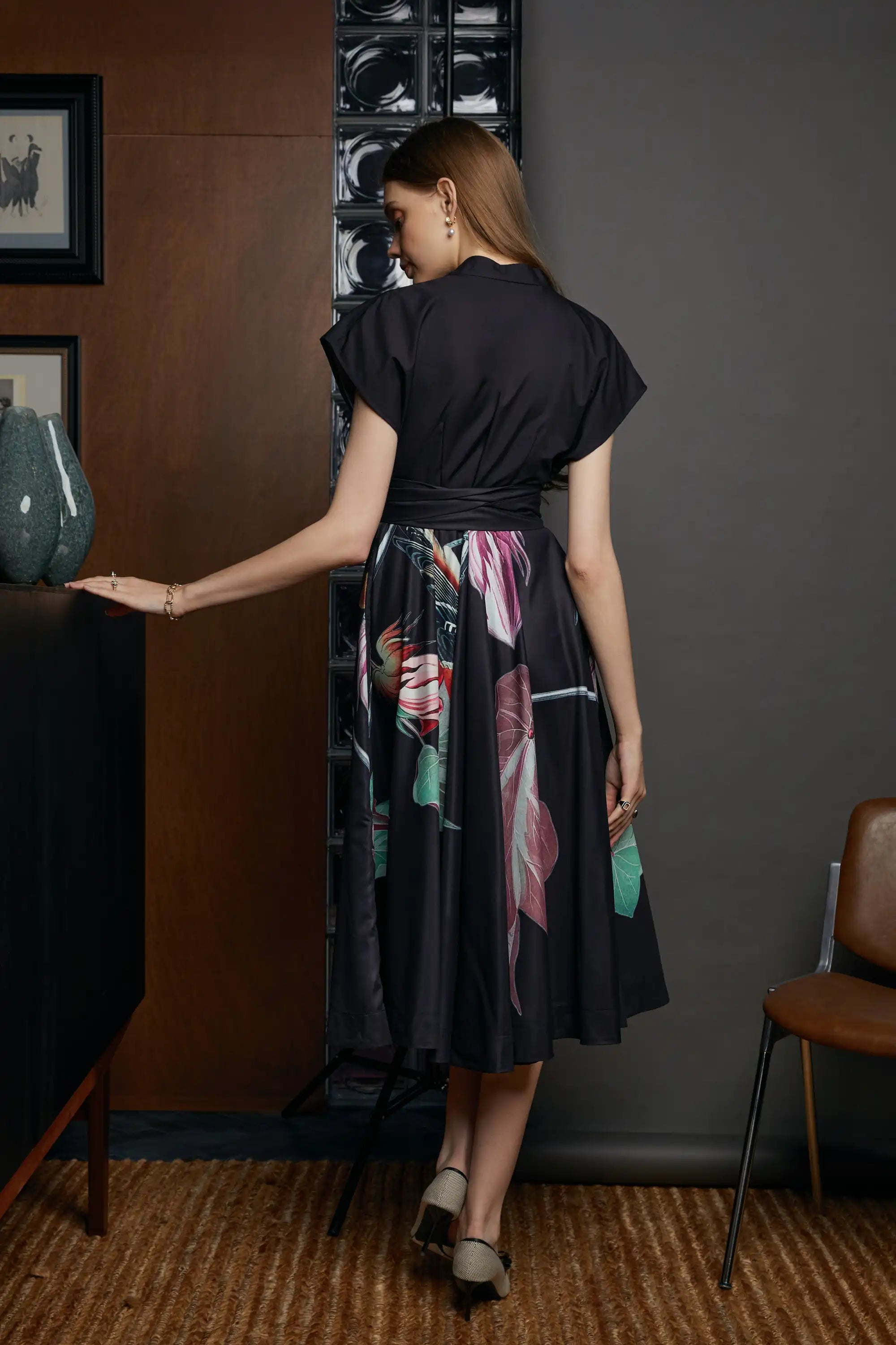 Blended Collar Fit & Flare Dress (Bay-Breasted Warbler)