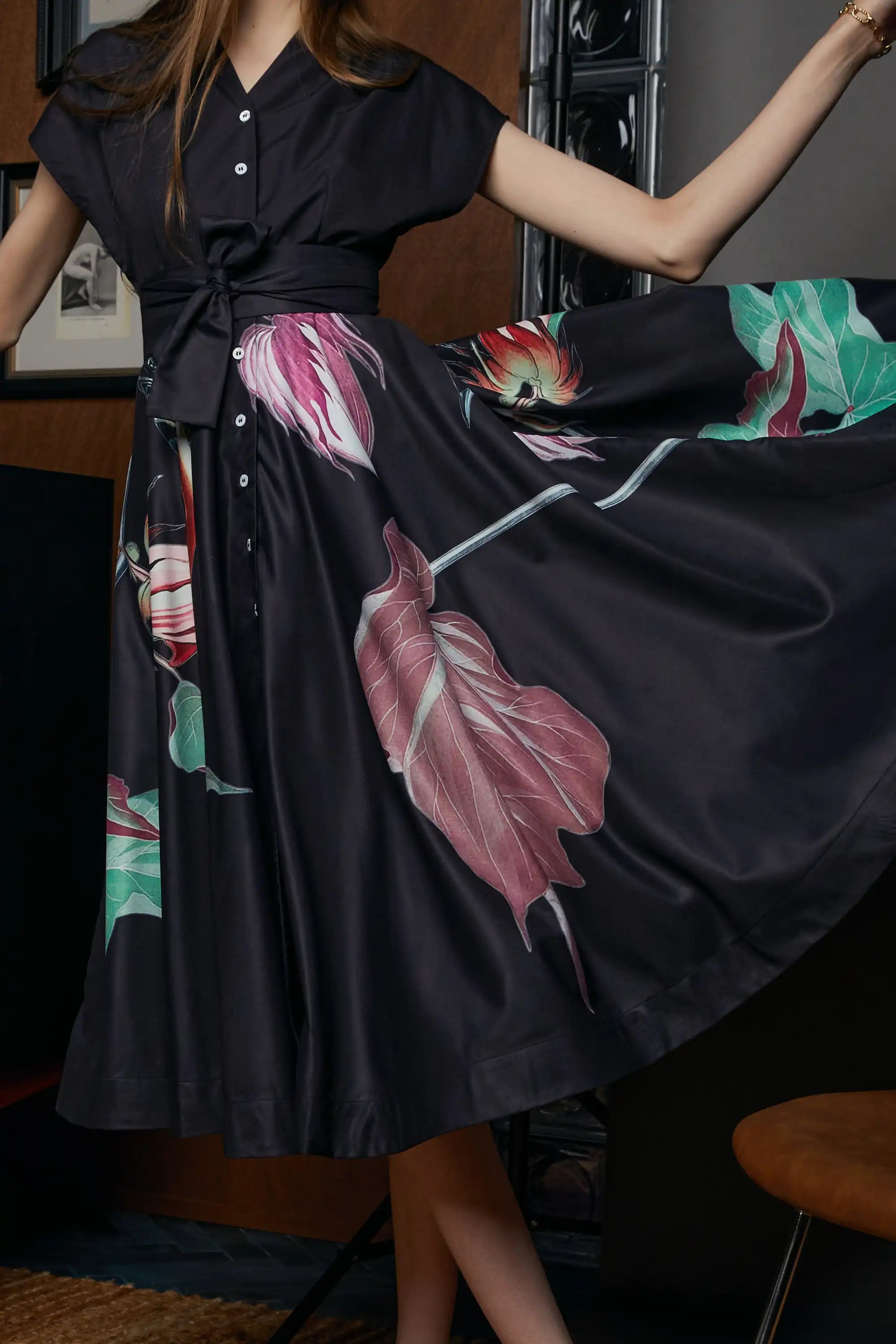 Blended Collar Fit & Flare Dress (Bay-Breasted Warbler)