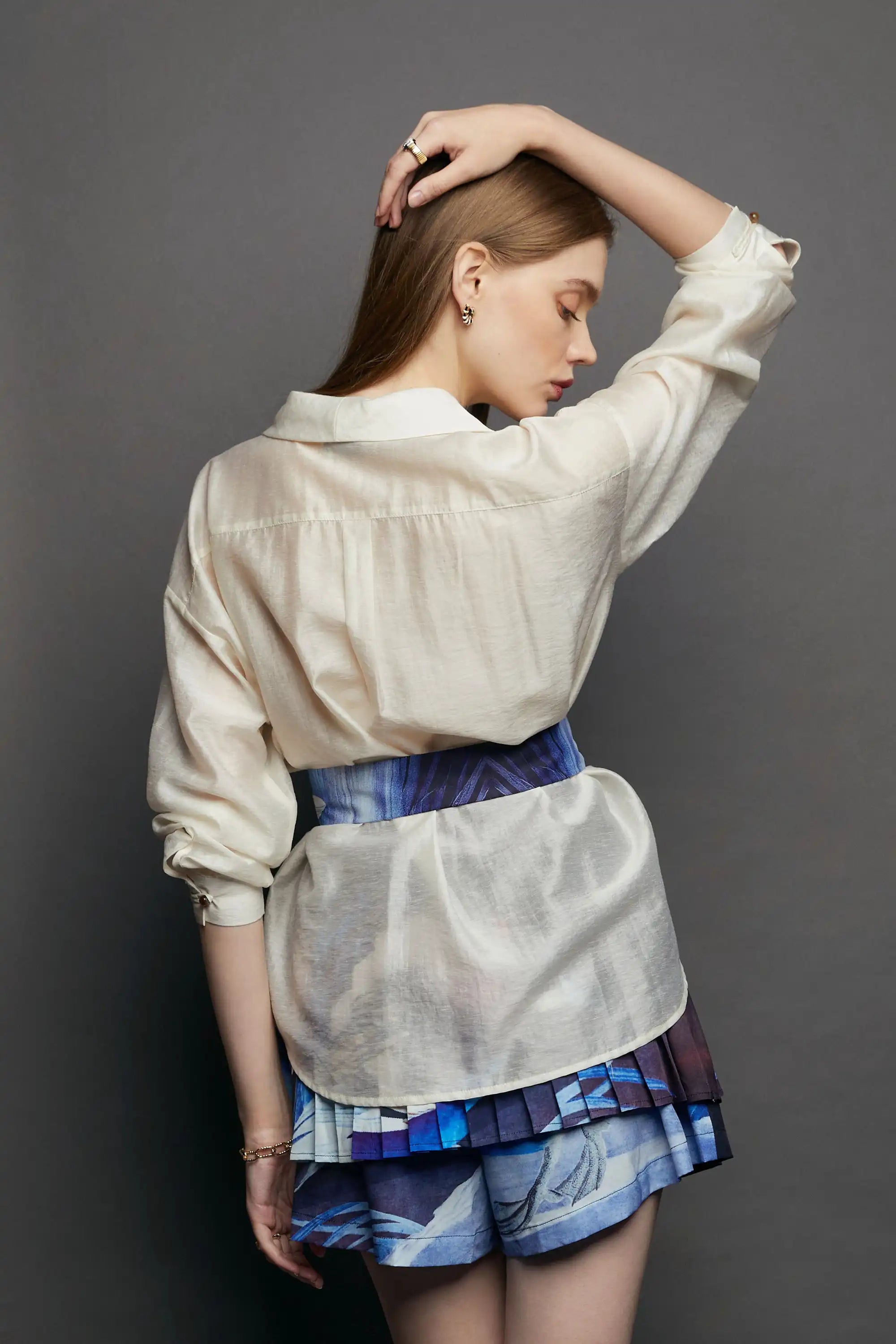 Blouson Sleeves Pankou Top (Mandarin Duck)