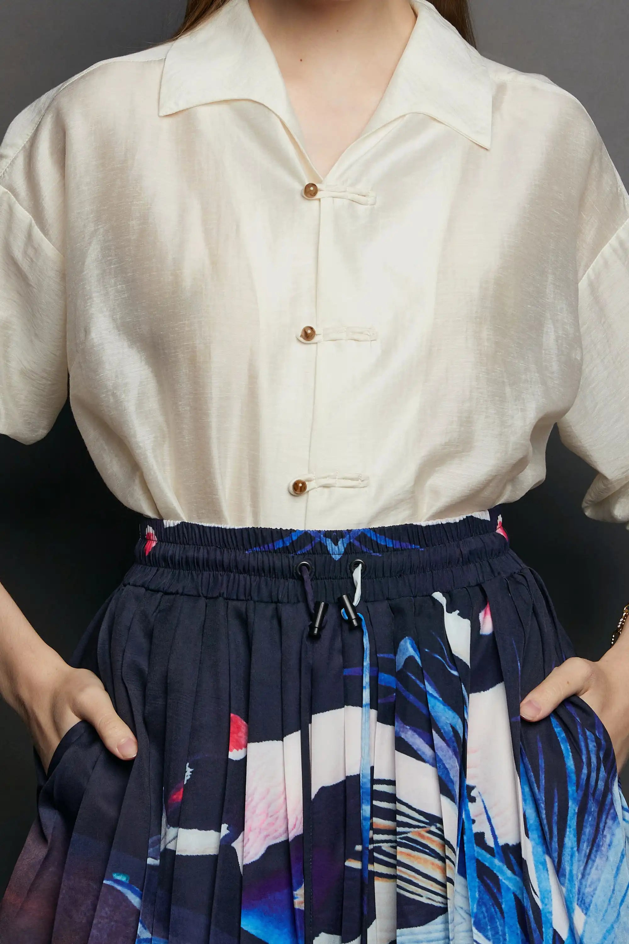 Blouson Sleeves Pankou Top (Mandarin Duck)