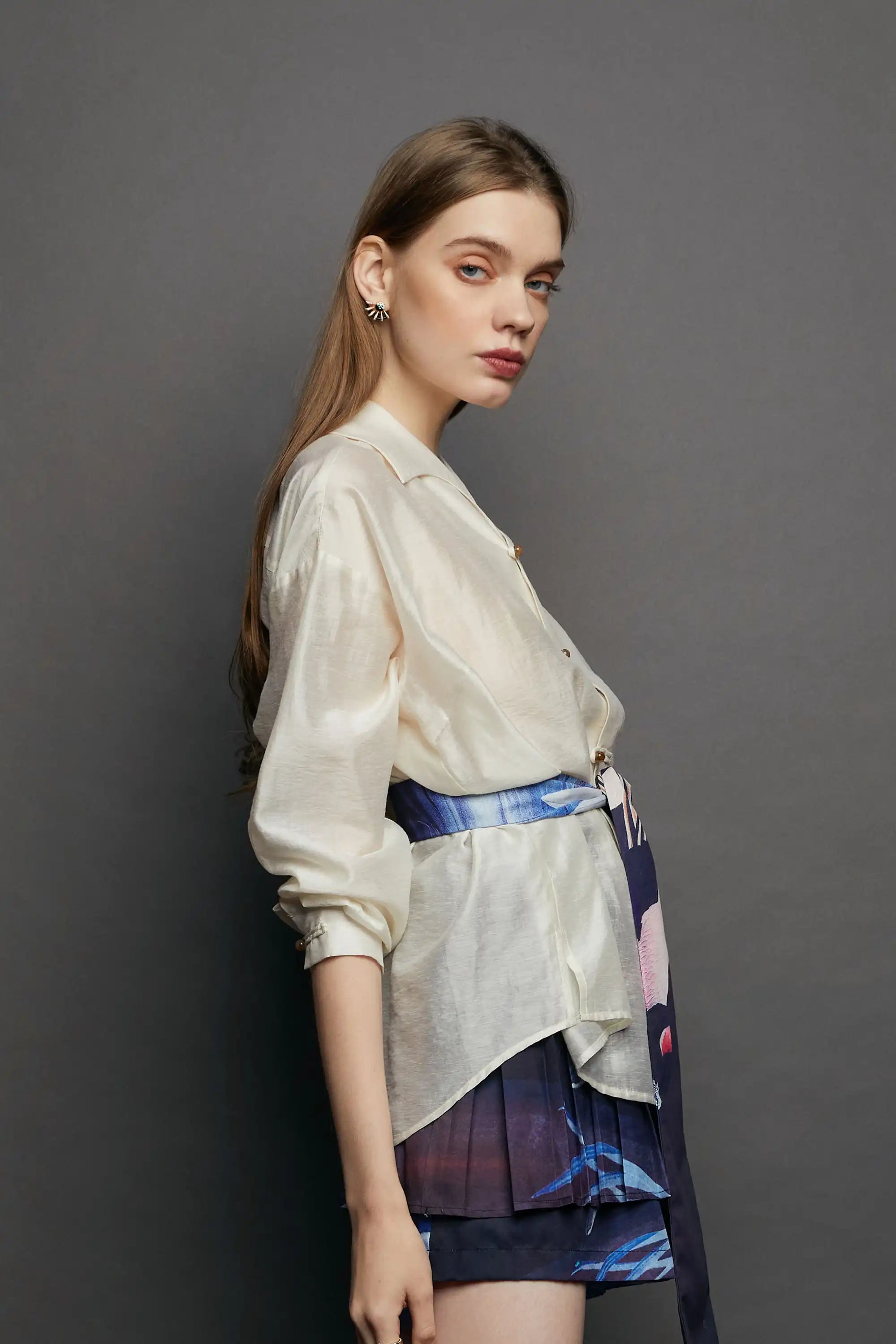 Blouson Sleeves Pankou Top (Mandarin Duck)