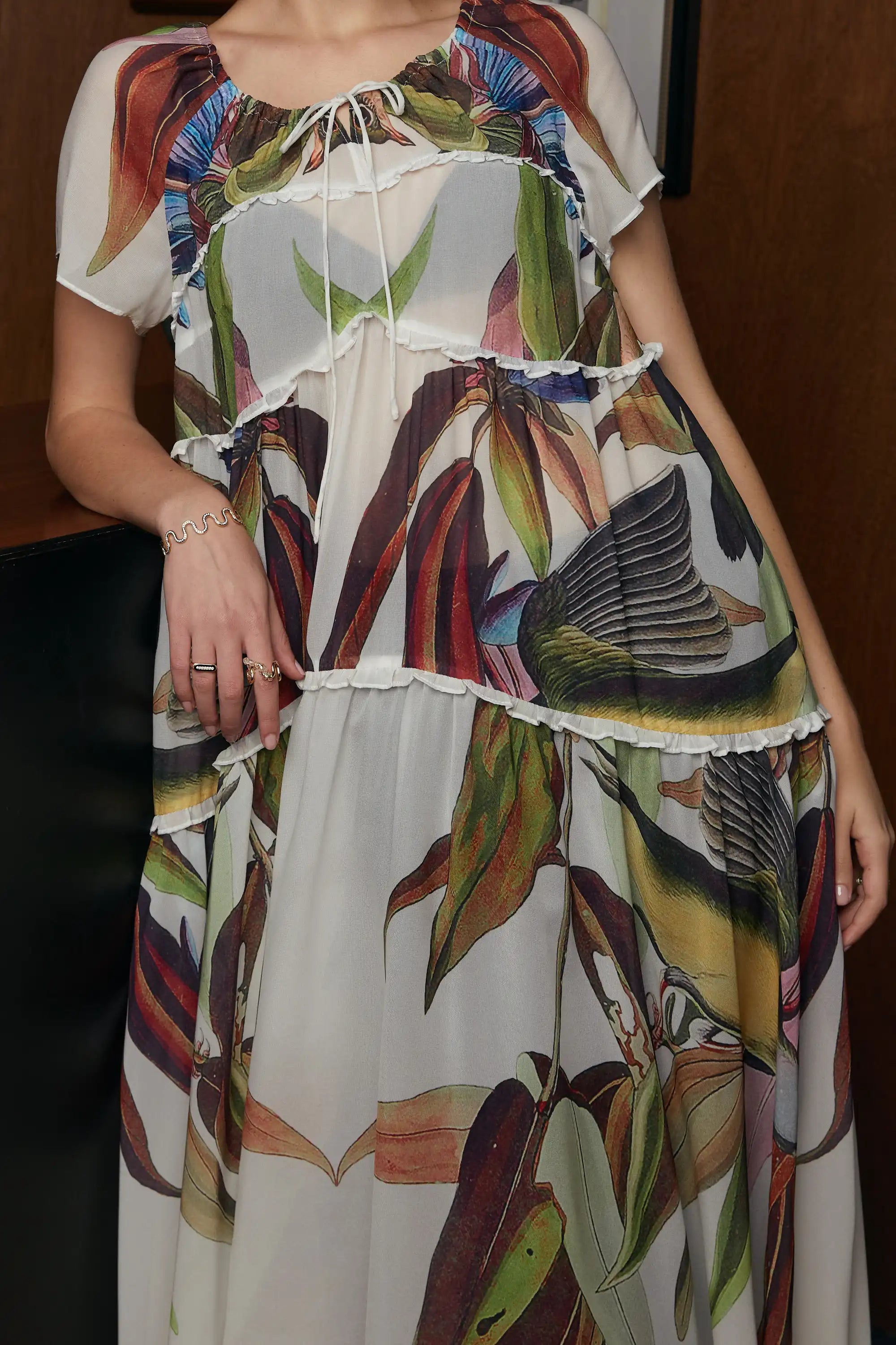Drawstring Ruffled Dress (Connecticut Warbler)