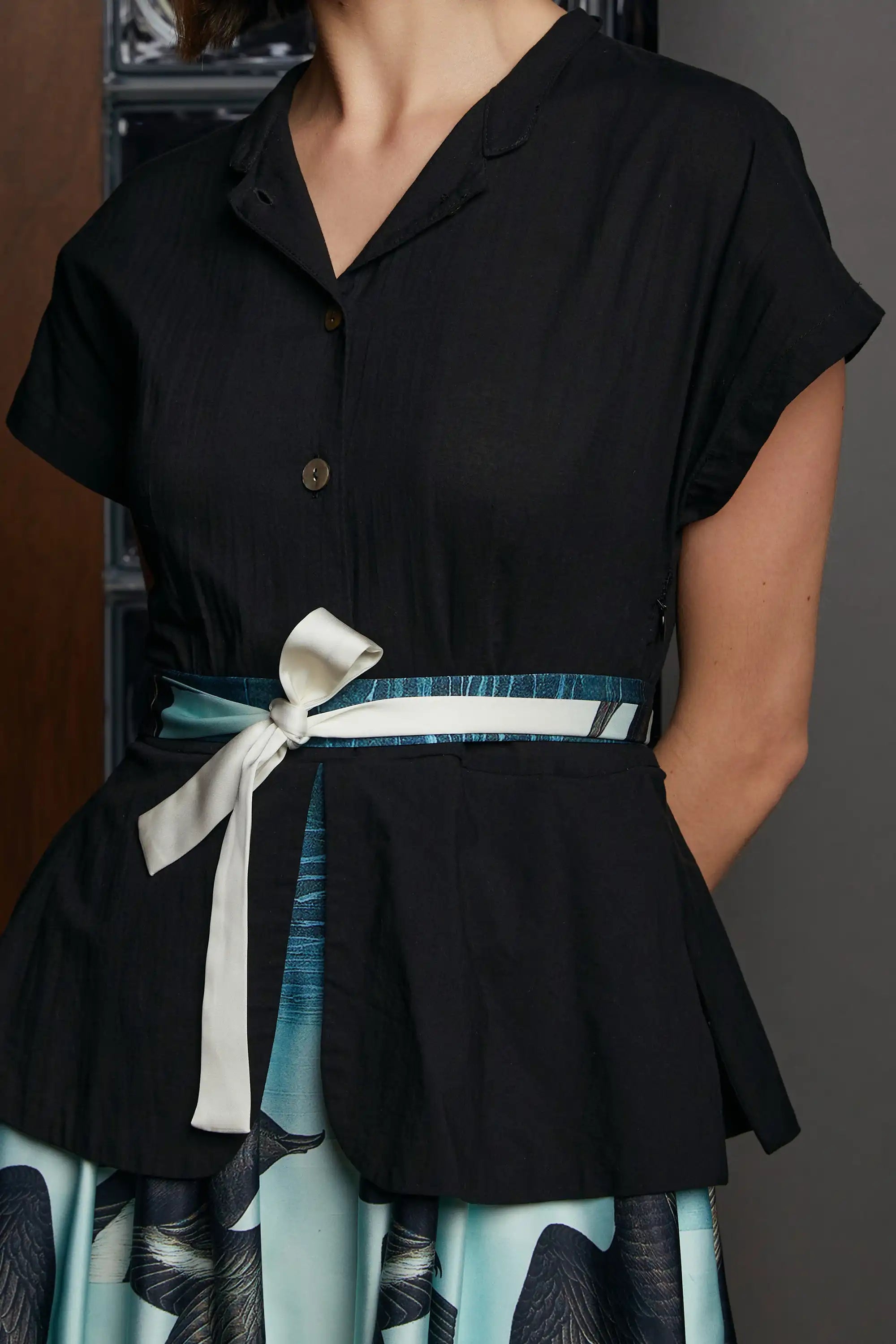 Fit & Flare Peplum Dress (Least Storm Petrel)