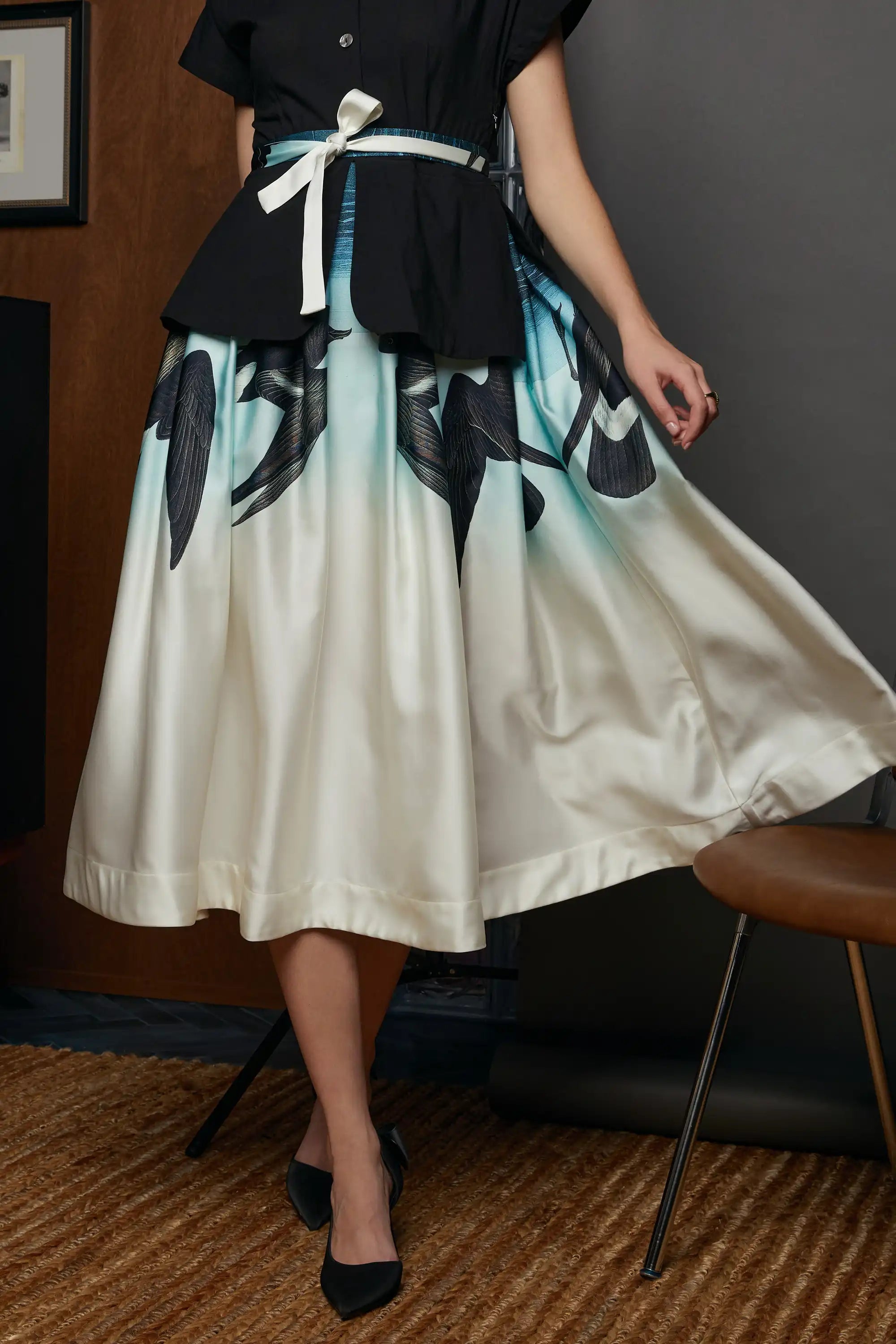 Fit & Flare Peplum Dress (Least Storm Petrel)