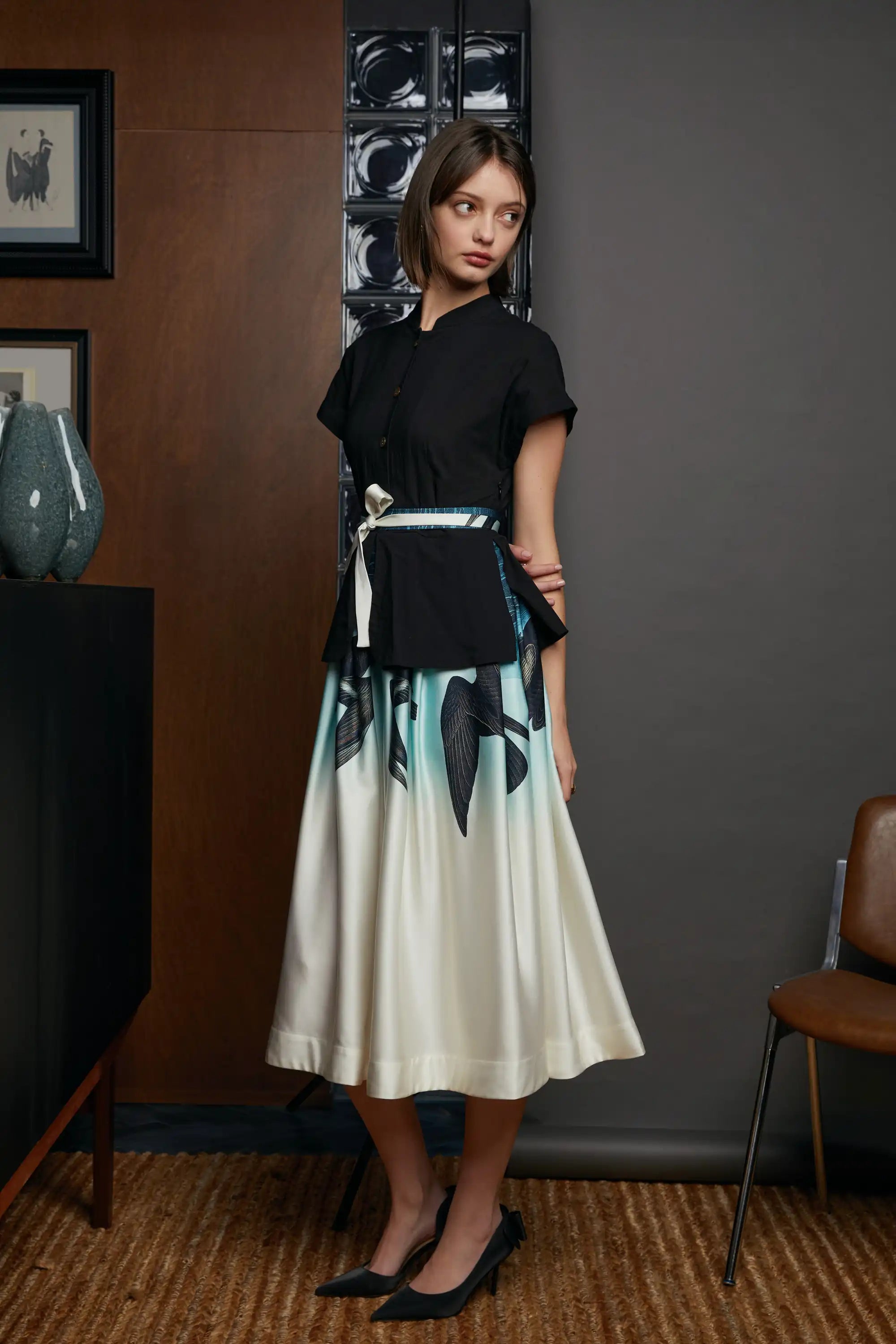 Fit & Flare Peplum Dress (Least Storm Petrel)