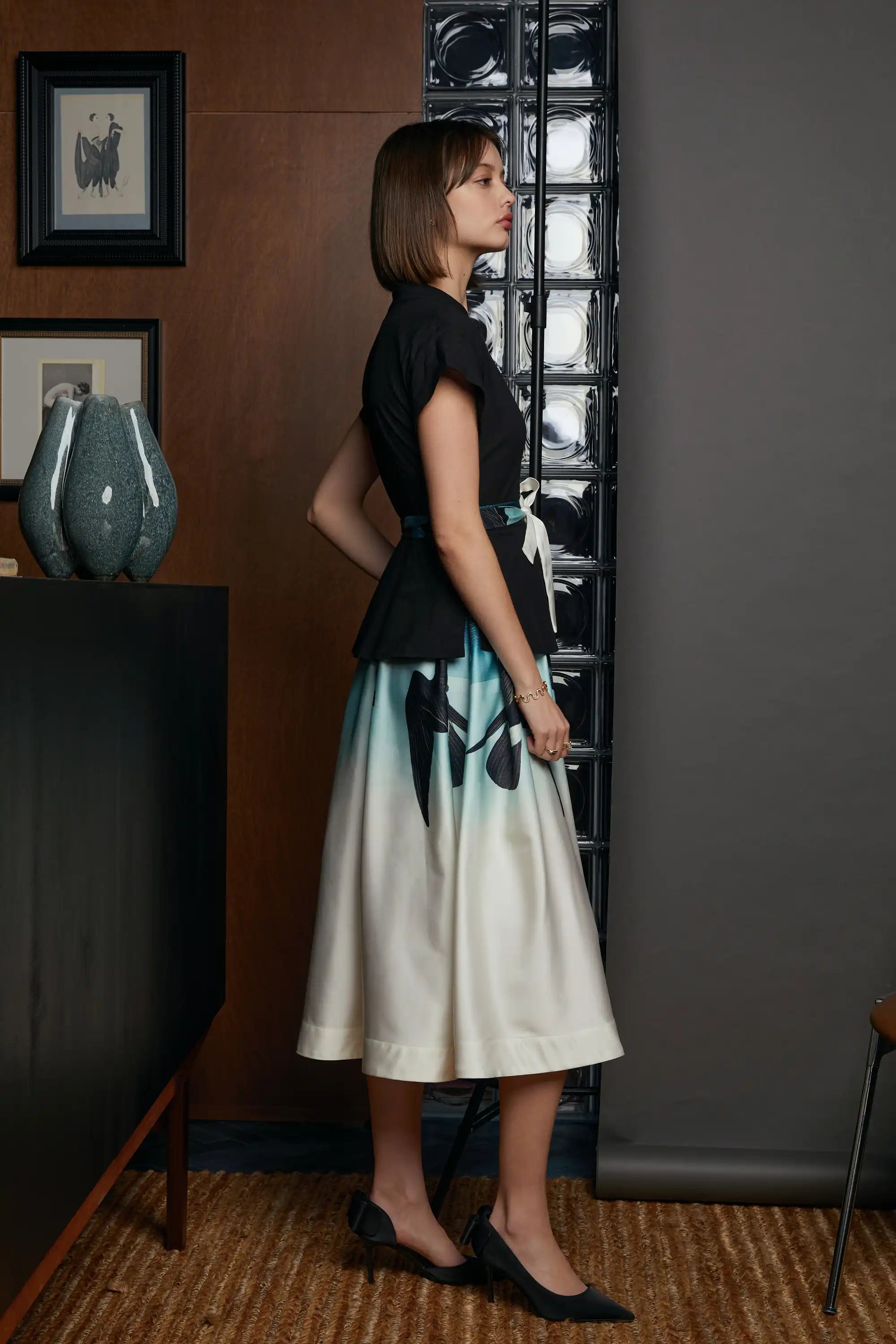 Fit & Flare Peplum Dress (Least Storm Petrel)