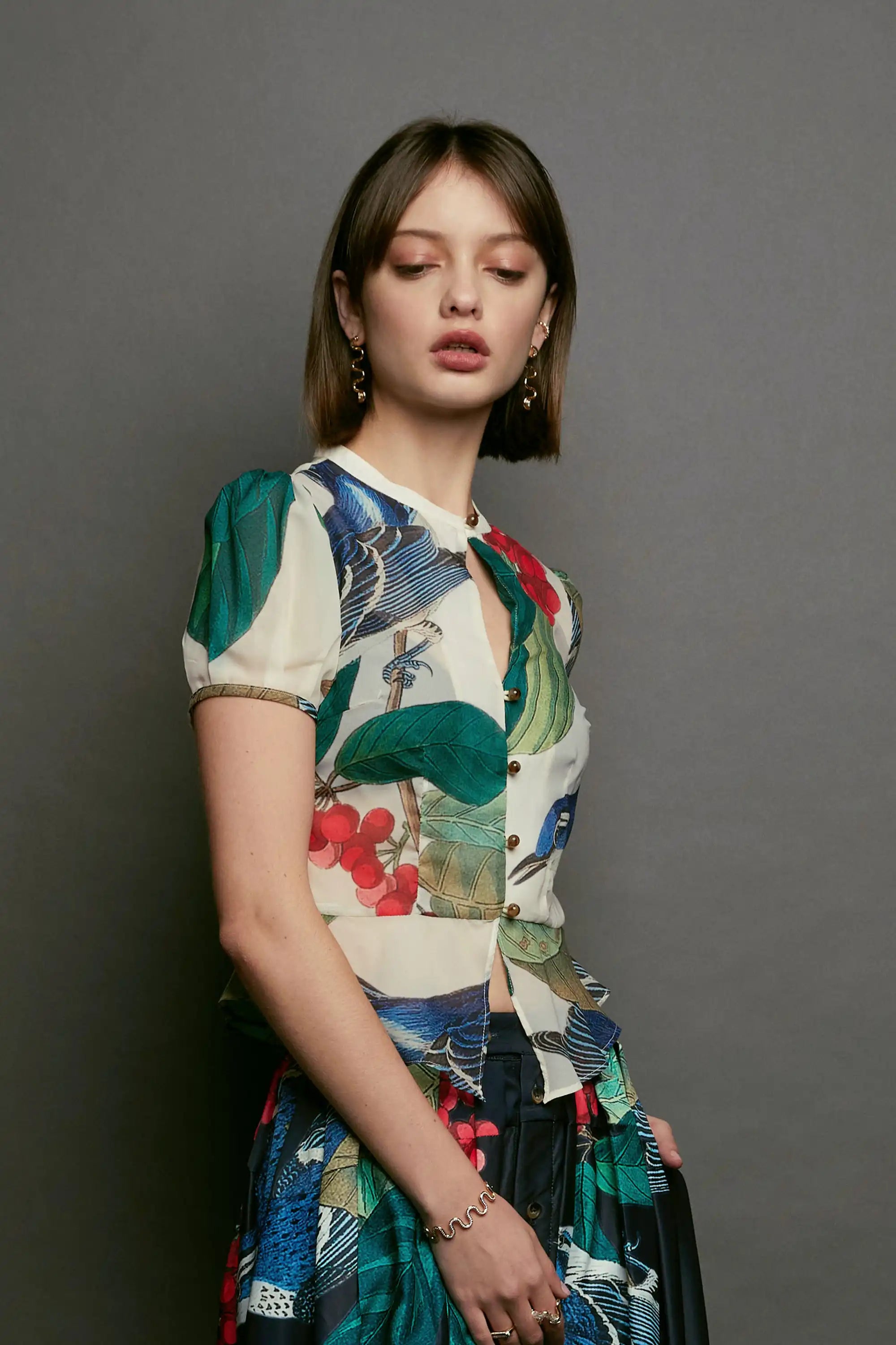 Keyhole Peplum Top (Cerulean Warbler)