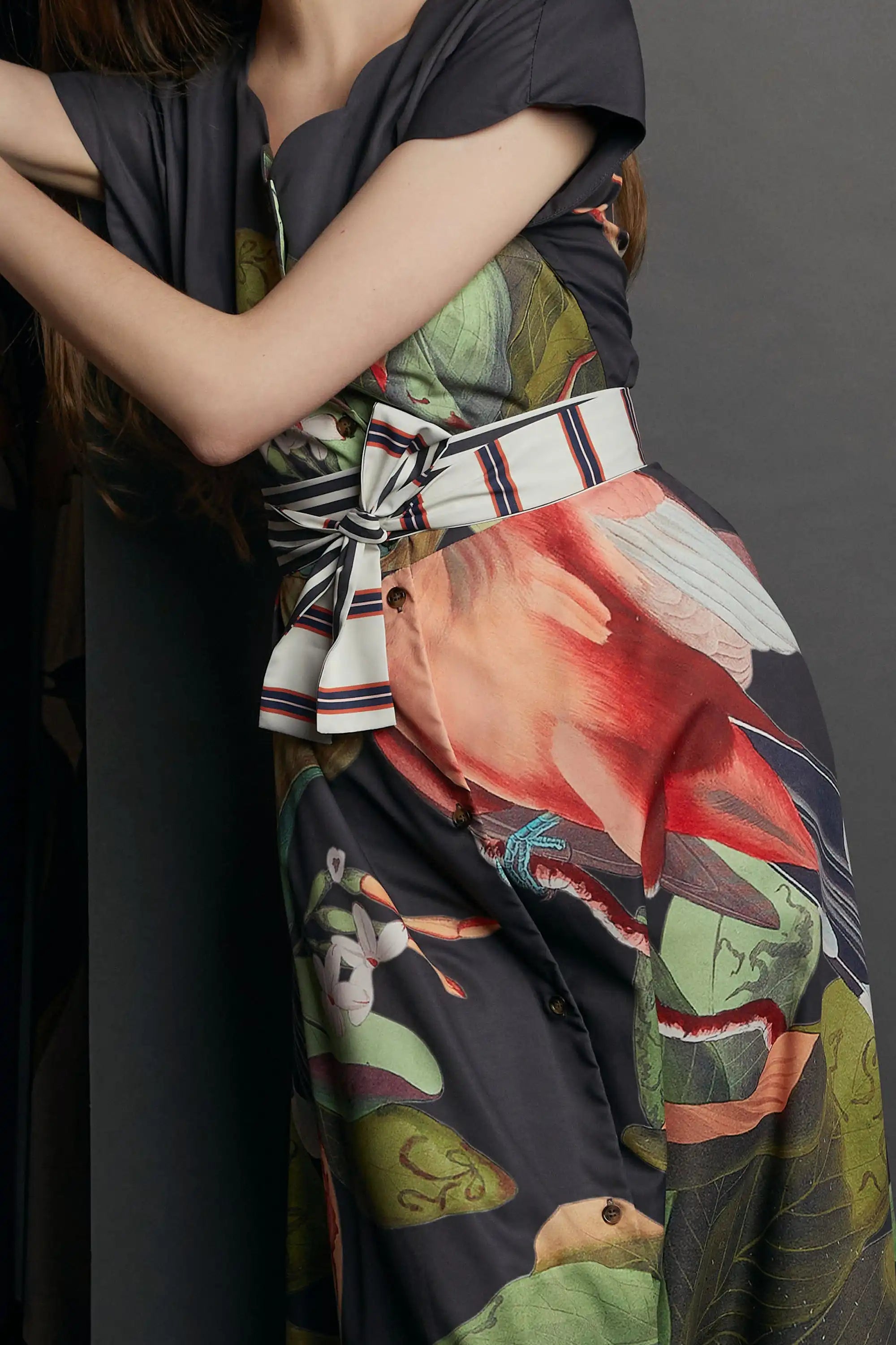 Scallop Fit & Flare Knee Dress (Mangrove Cuckoo)