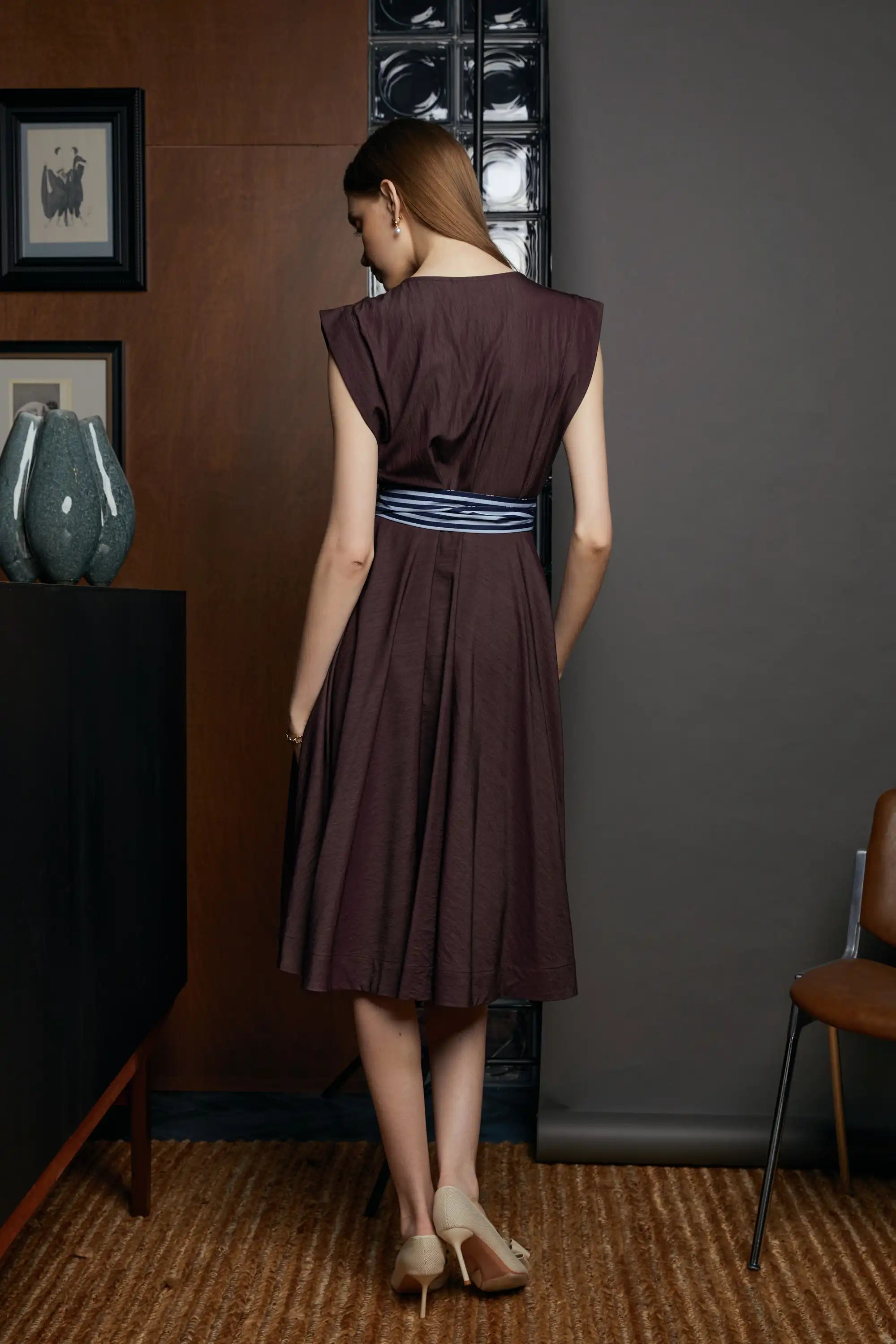 Square Sleeves Fold Dress (Bluebird)