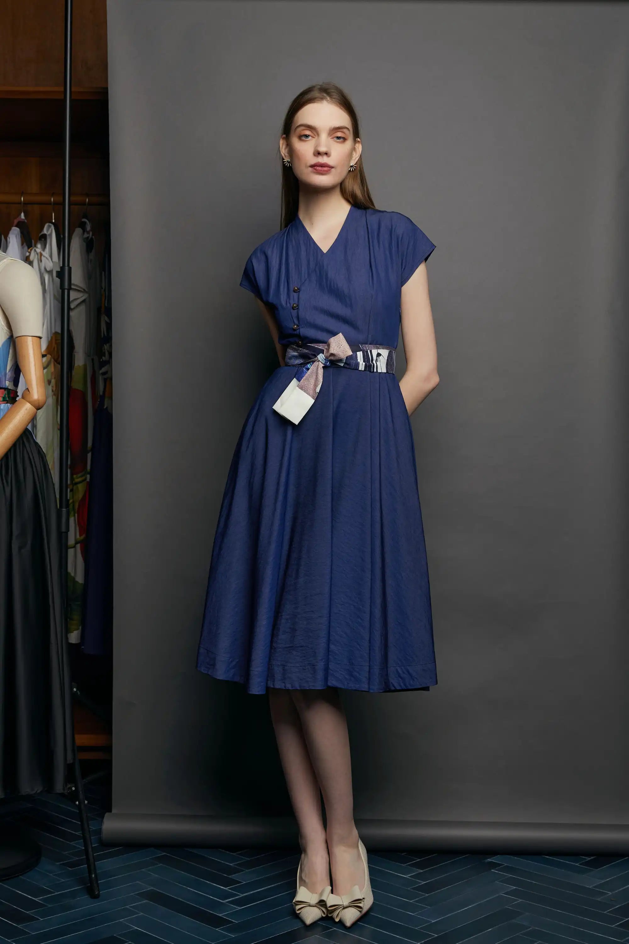 Surplice Fit & Flare Dress (Bonaparte’s Gull)