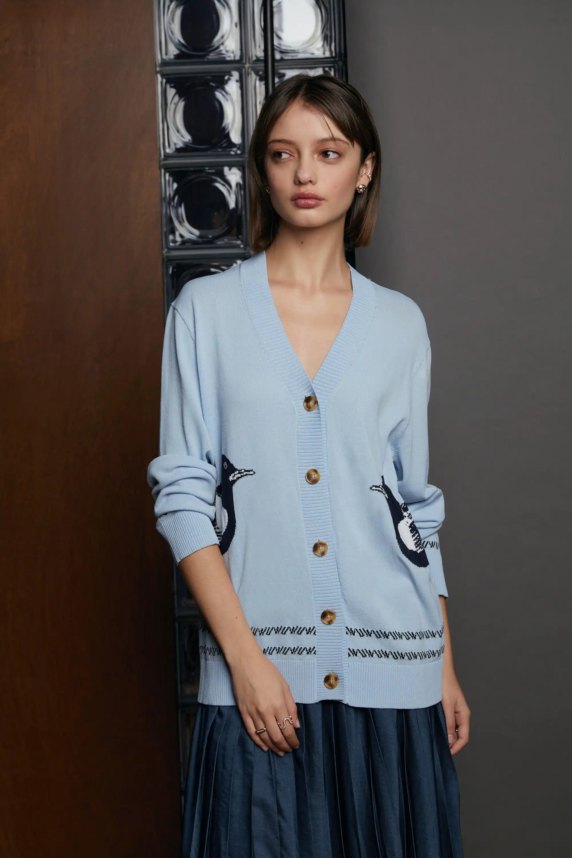 Unisex Soft Knit Cardigan (Sky Koel)