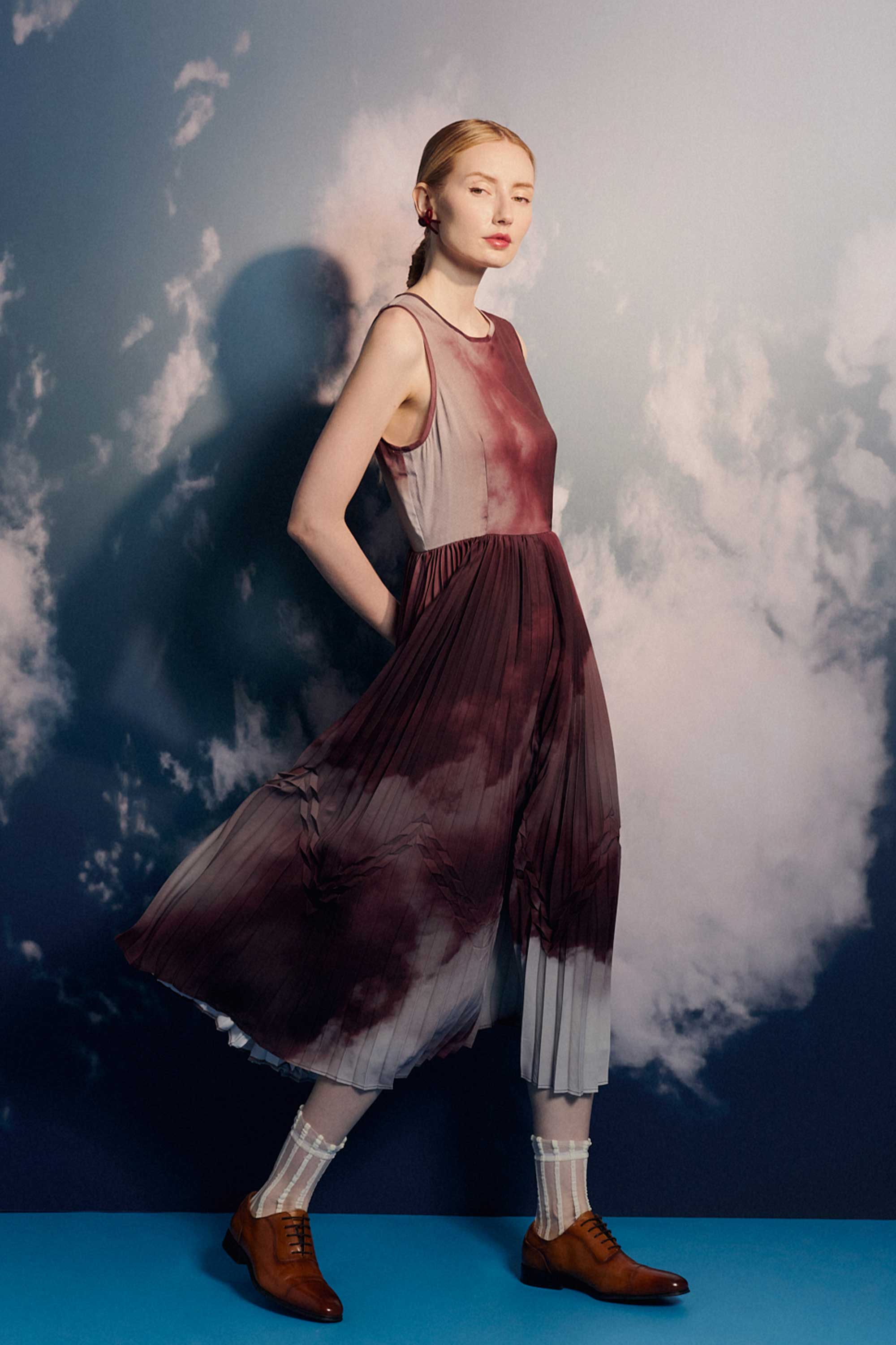 Sleeveless Fusion Pleat Dress (Alkaff)