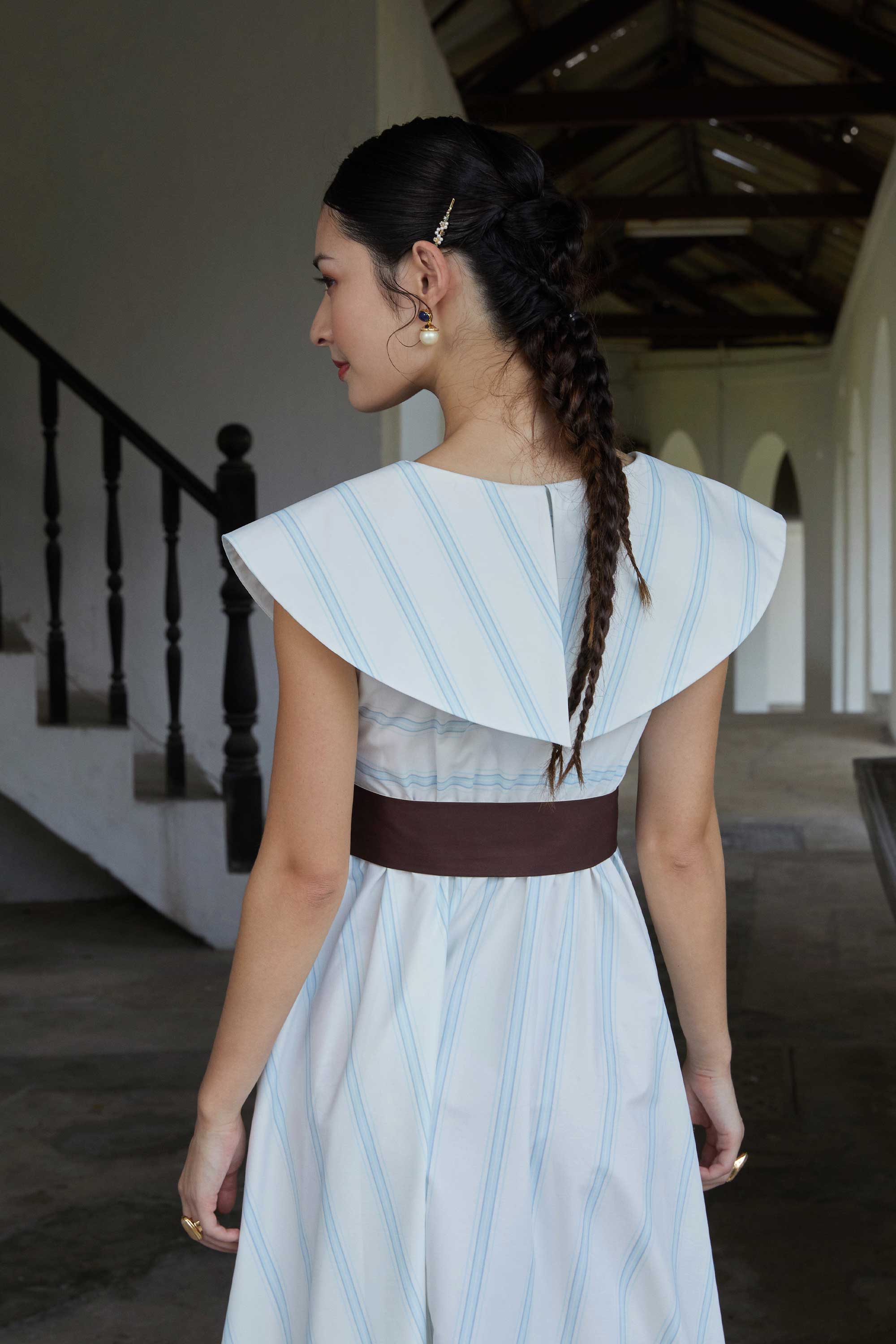 Puritan Collar Fit & Flare Midi Dress (Muse)