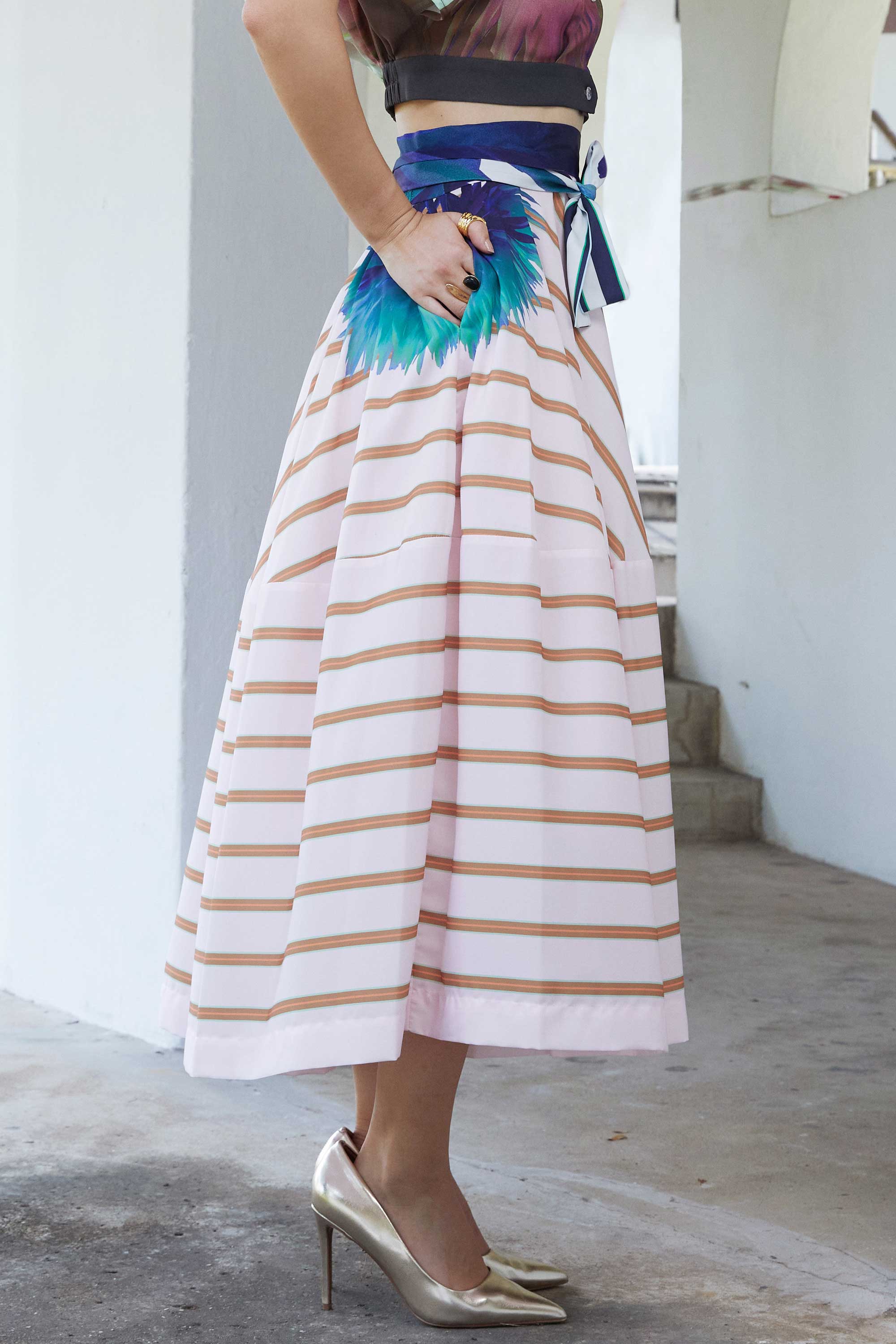 Border Full Circle Midi Skirt (Reverence)