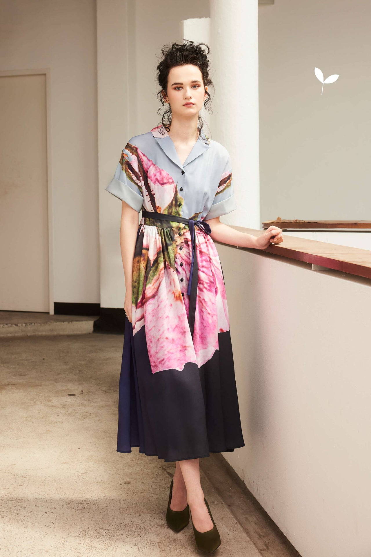 Shirtwaist Midi Dress (Changeable Rose)