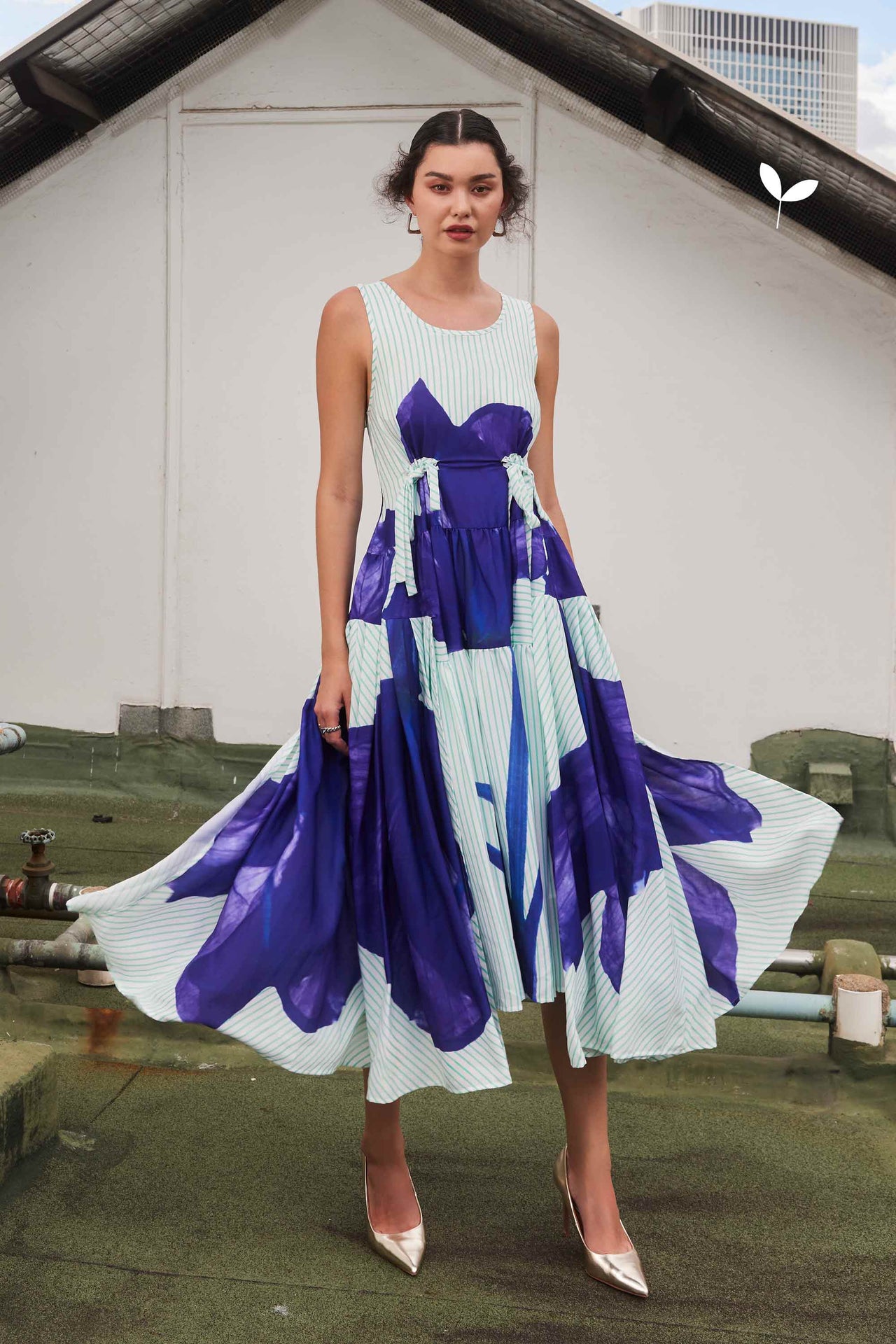 Billowing Maxi Dress (Blue Mexican Primrose Willow)
