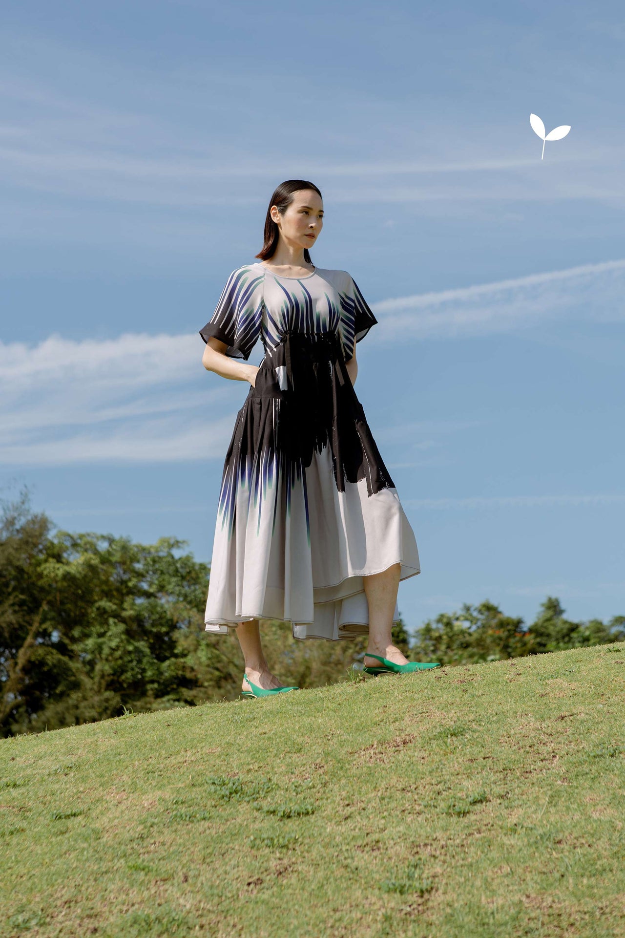 Flutter Sleeve Billowing Maxi Dress (Auguries)