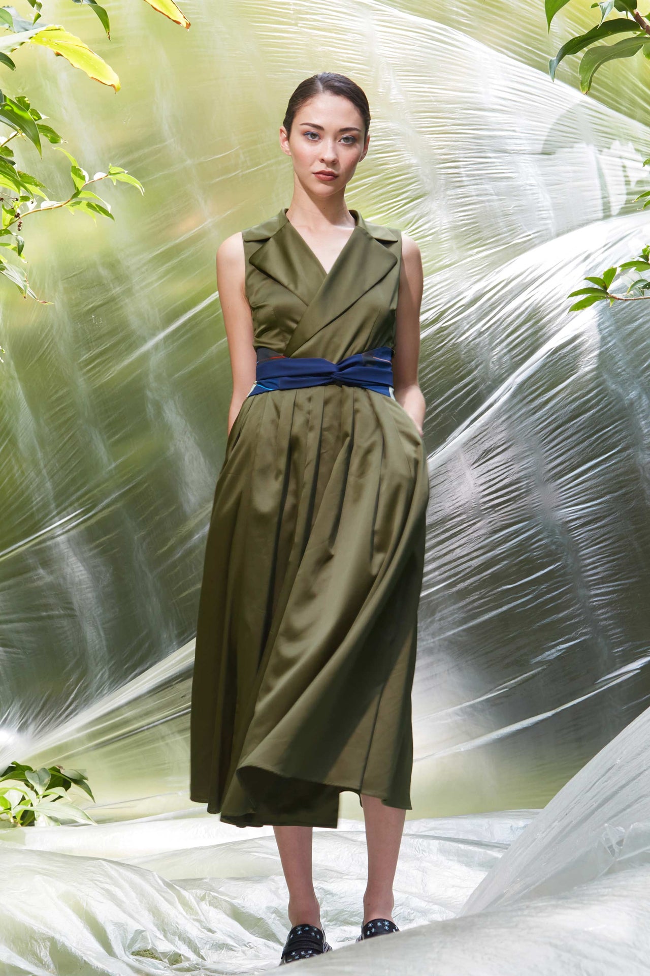 Wrap Trench Midi Dress with Obi Sash (Slightly Imperfect)