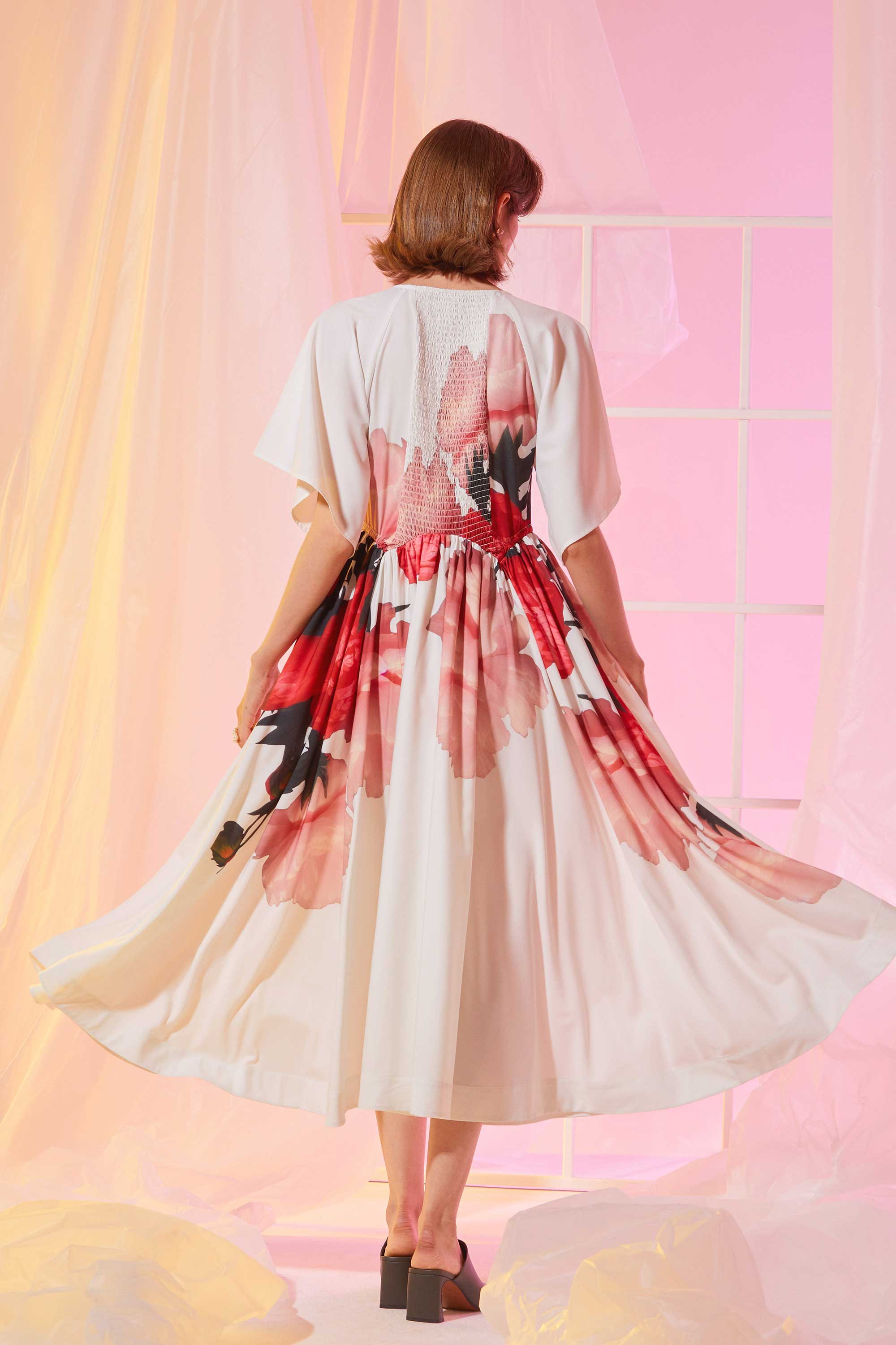 Bustier Flutter Sleeves Tea Dress (Solace)