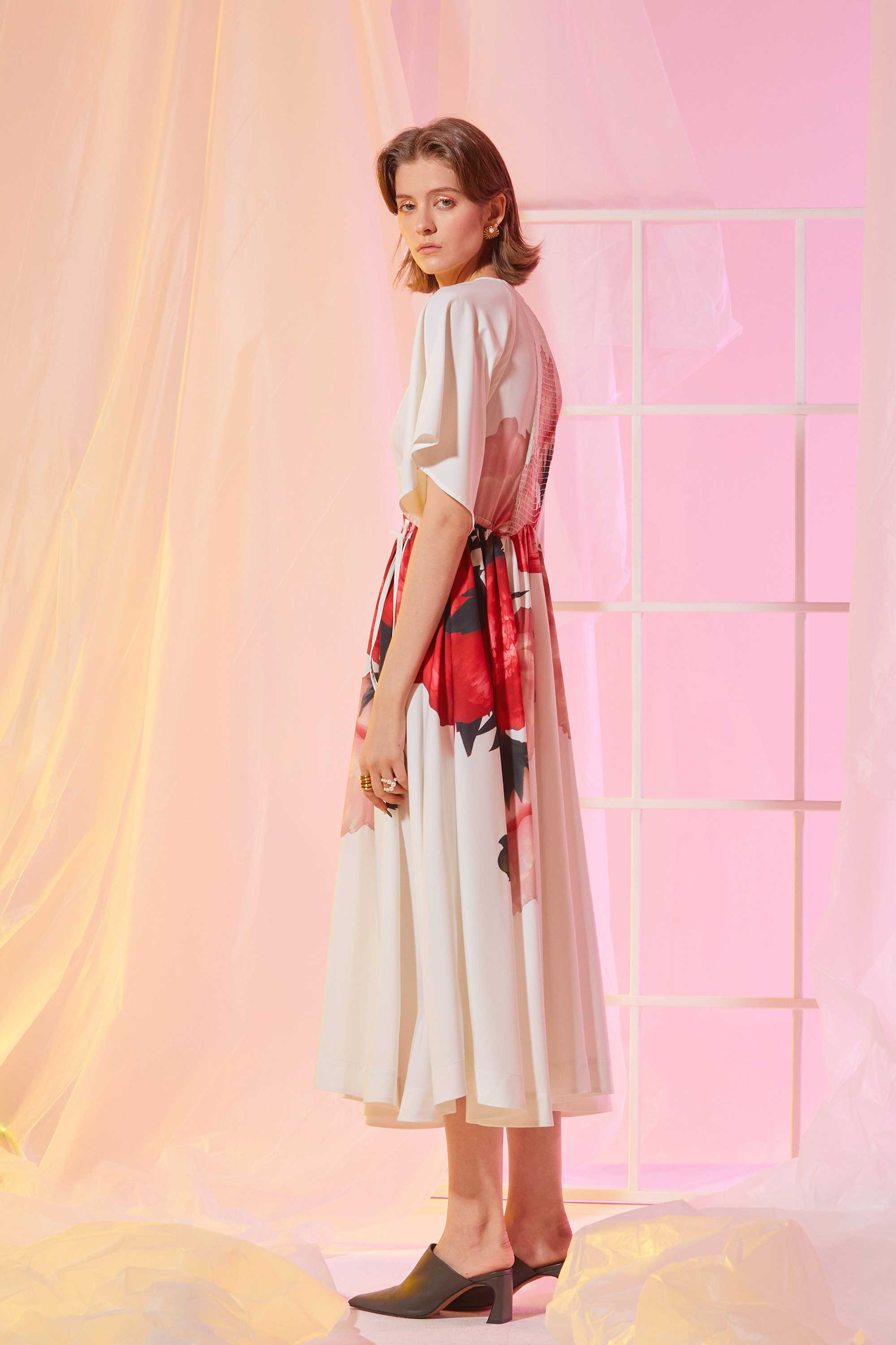 Bustier Flutter Sleeves Tea Dress (Solace)