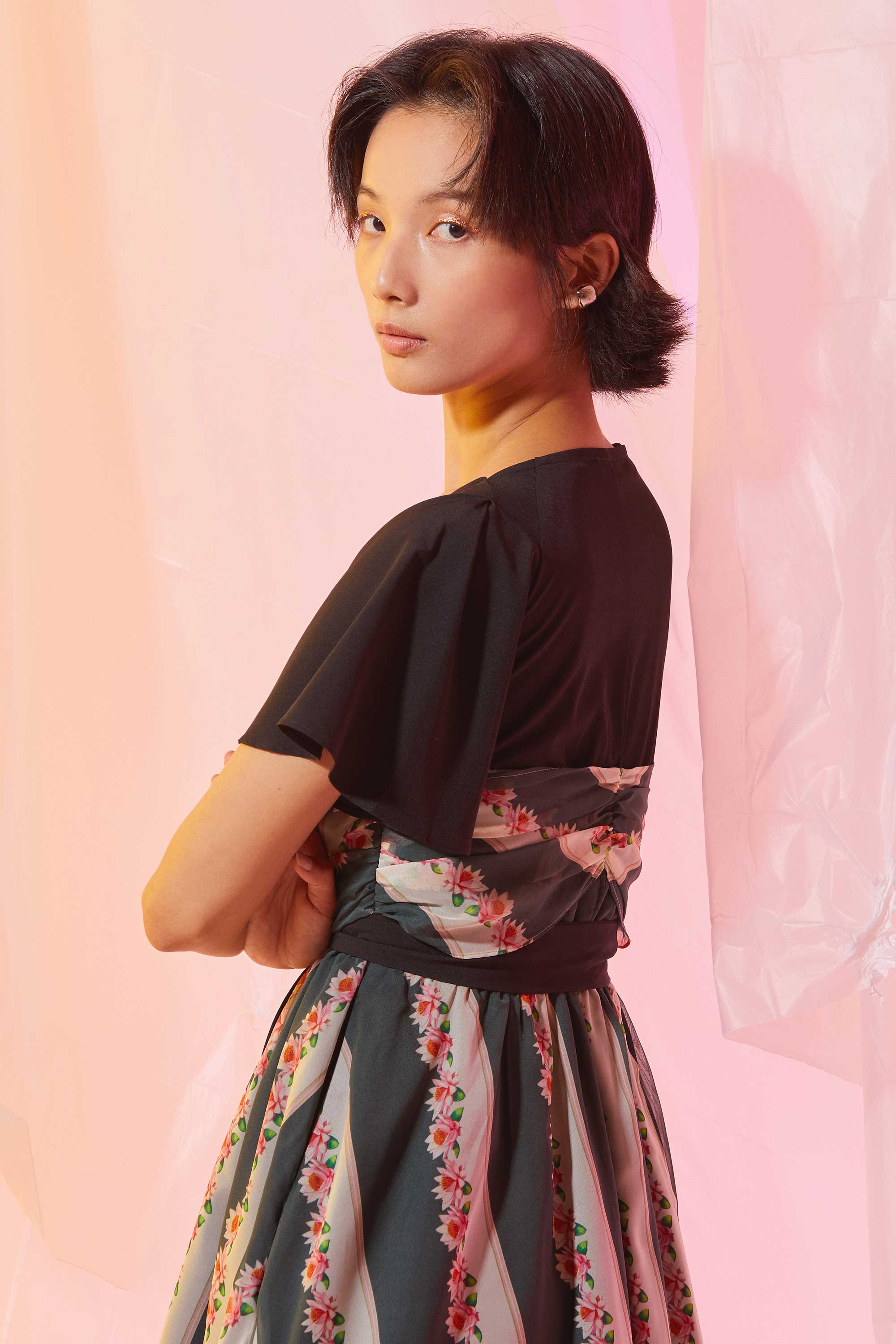 Interlace Flutter Sleeves Fit & Flare Dress (Eclipse)