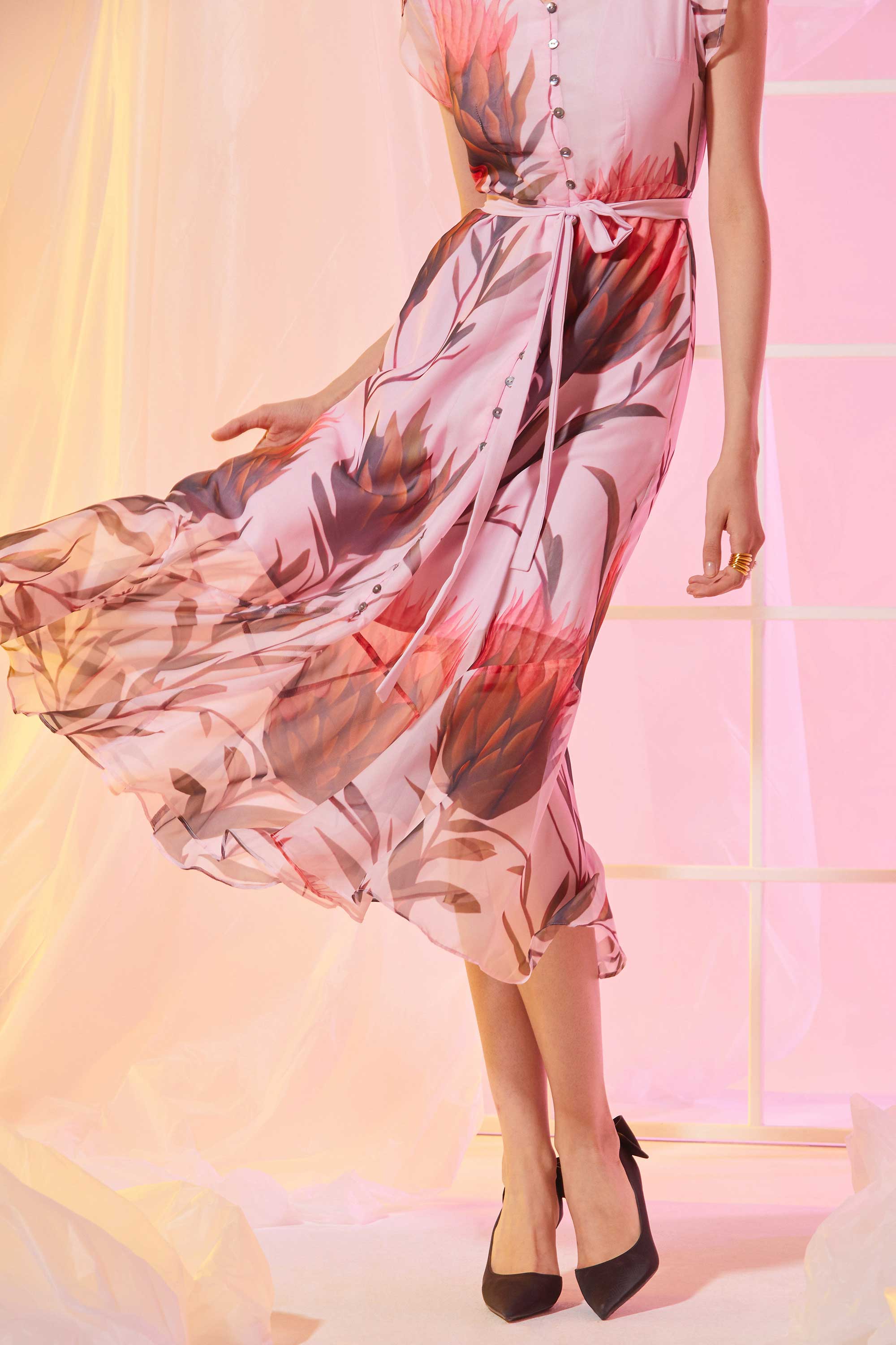 Petal Sleeves Mermaid Maxi Dress (Flare)