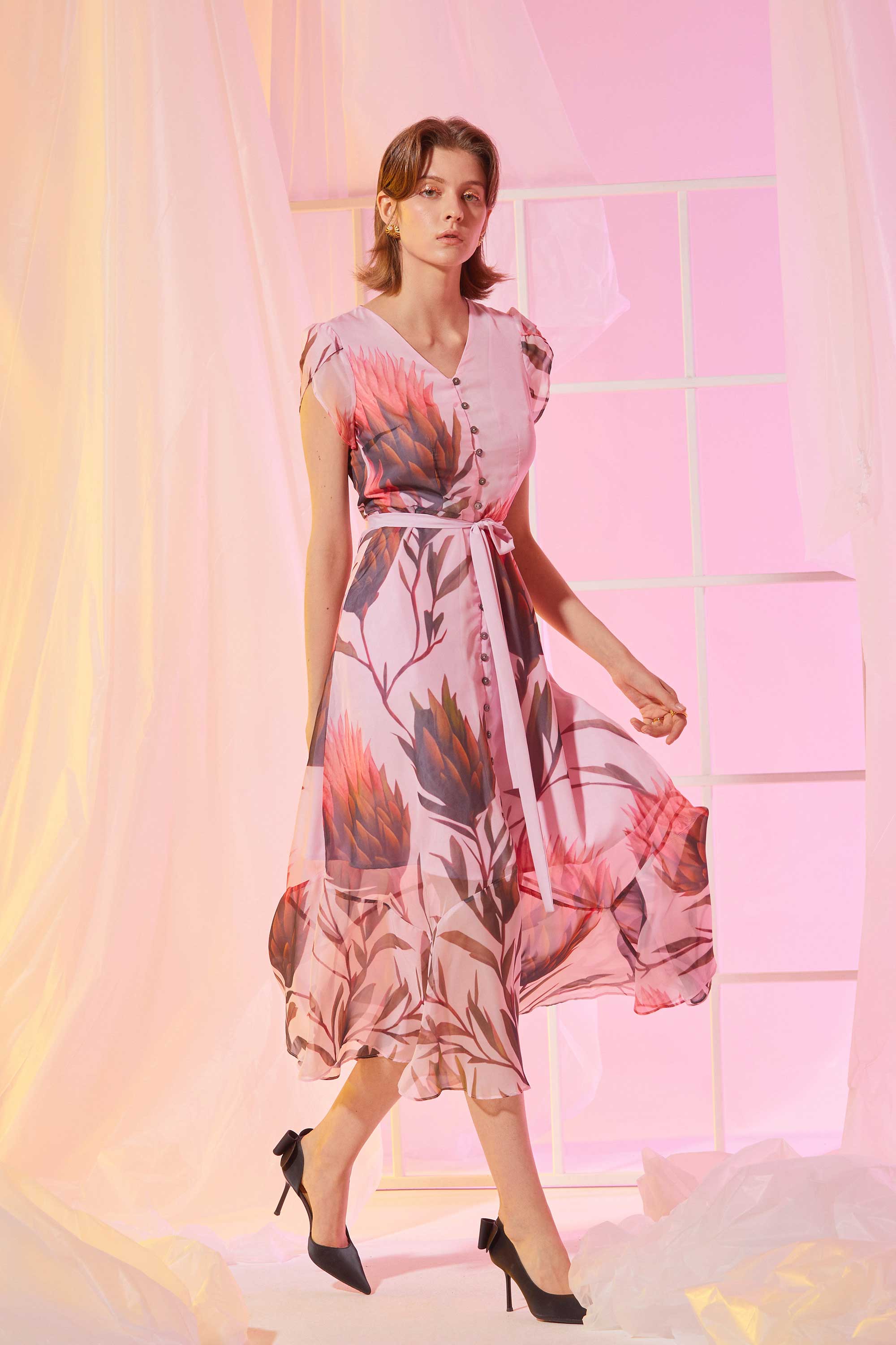 Petal Sleeves Mermaid Maxi Dress (Flare)