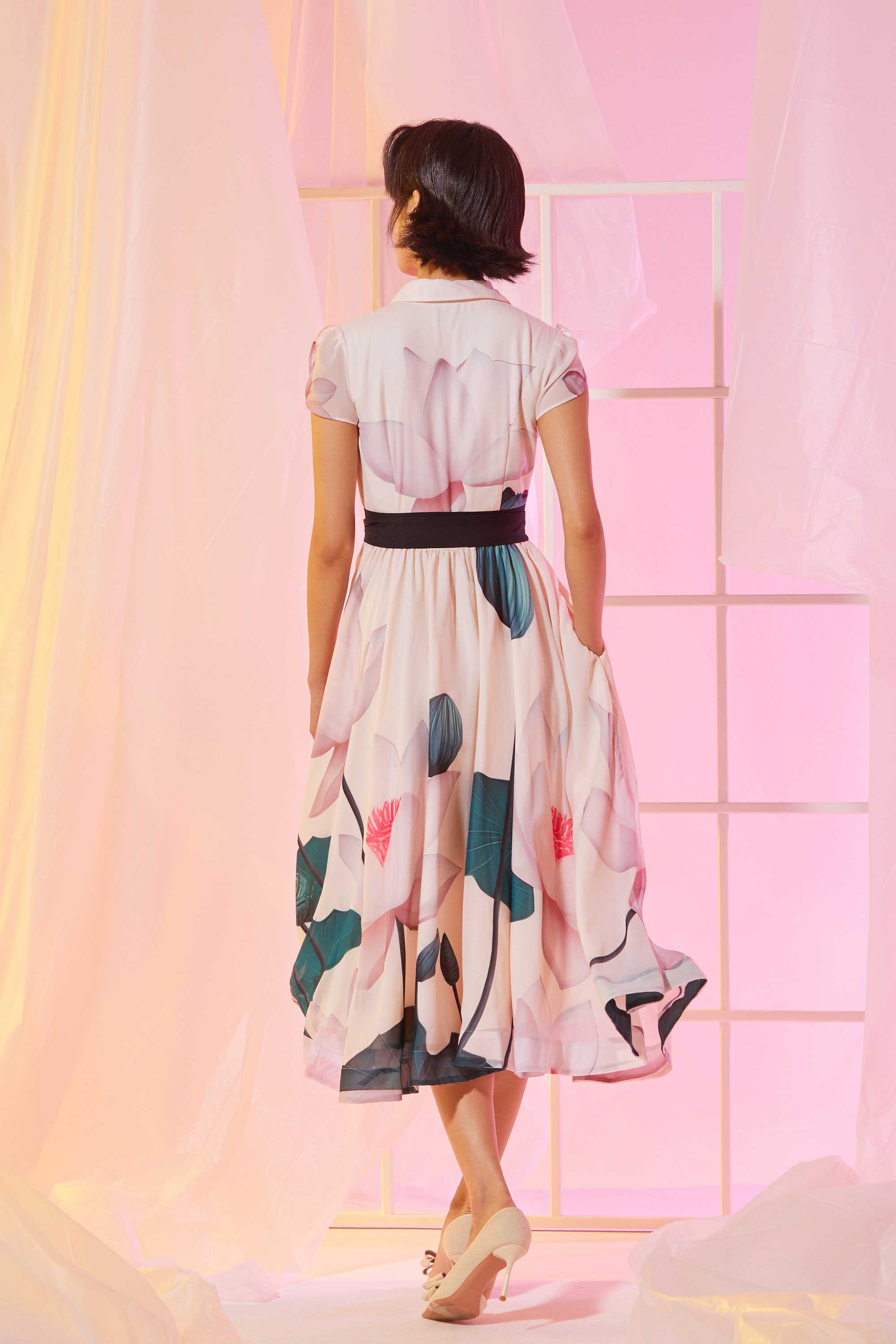 Snowdrop Sleeves Shirtwaist Dress (Diffusion)