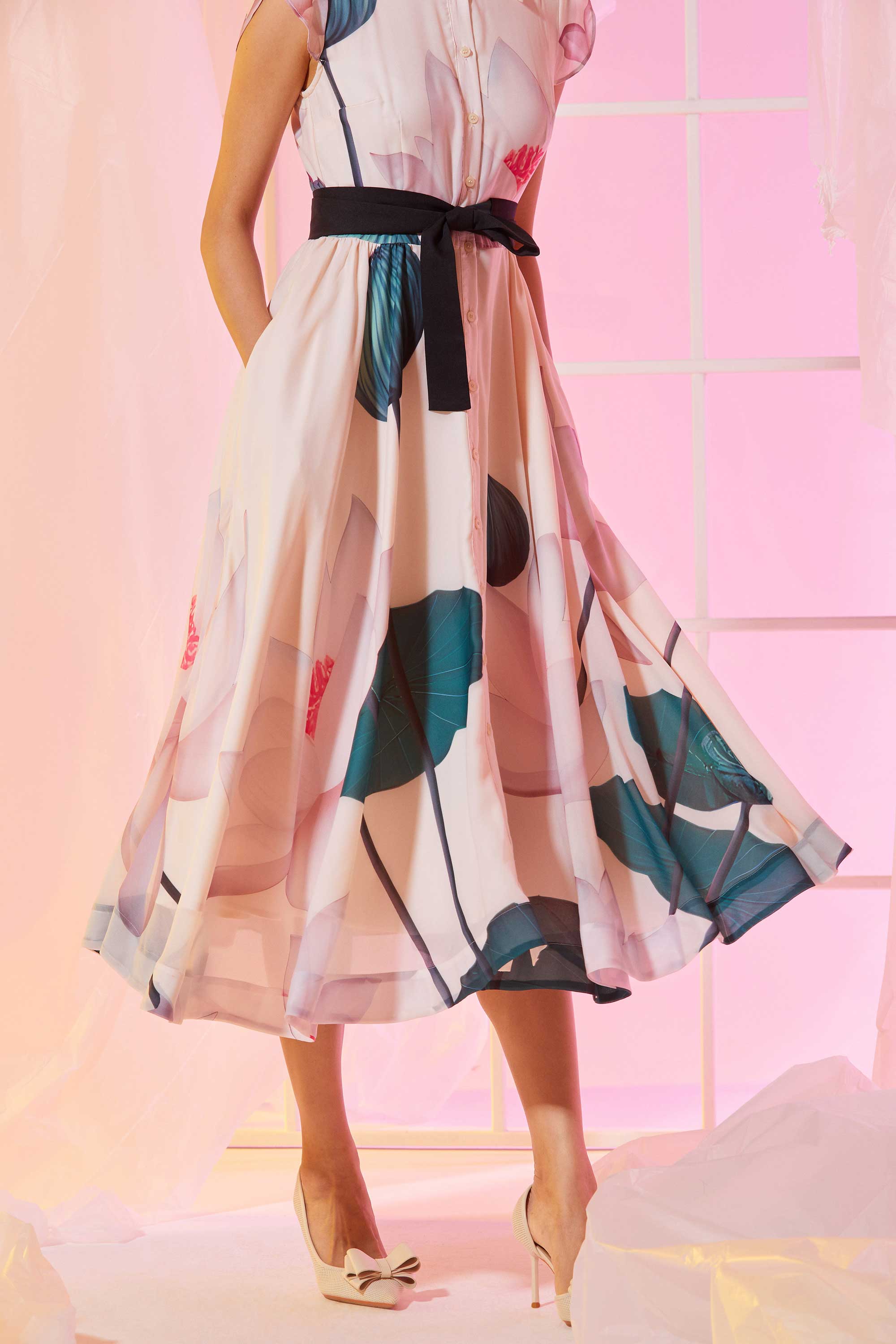 Snowdrop Sleeves Shirtwaist Dress (Diffusion)
