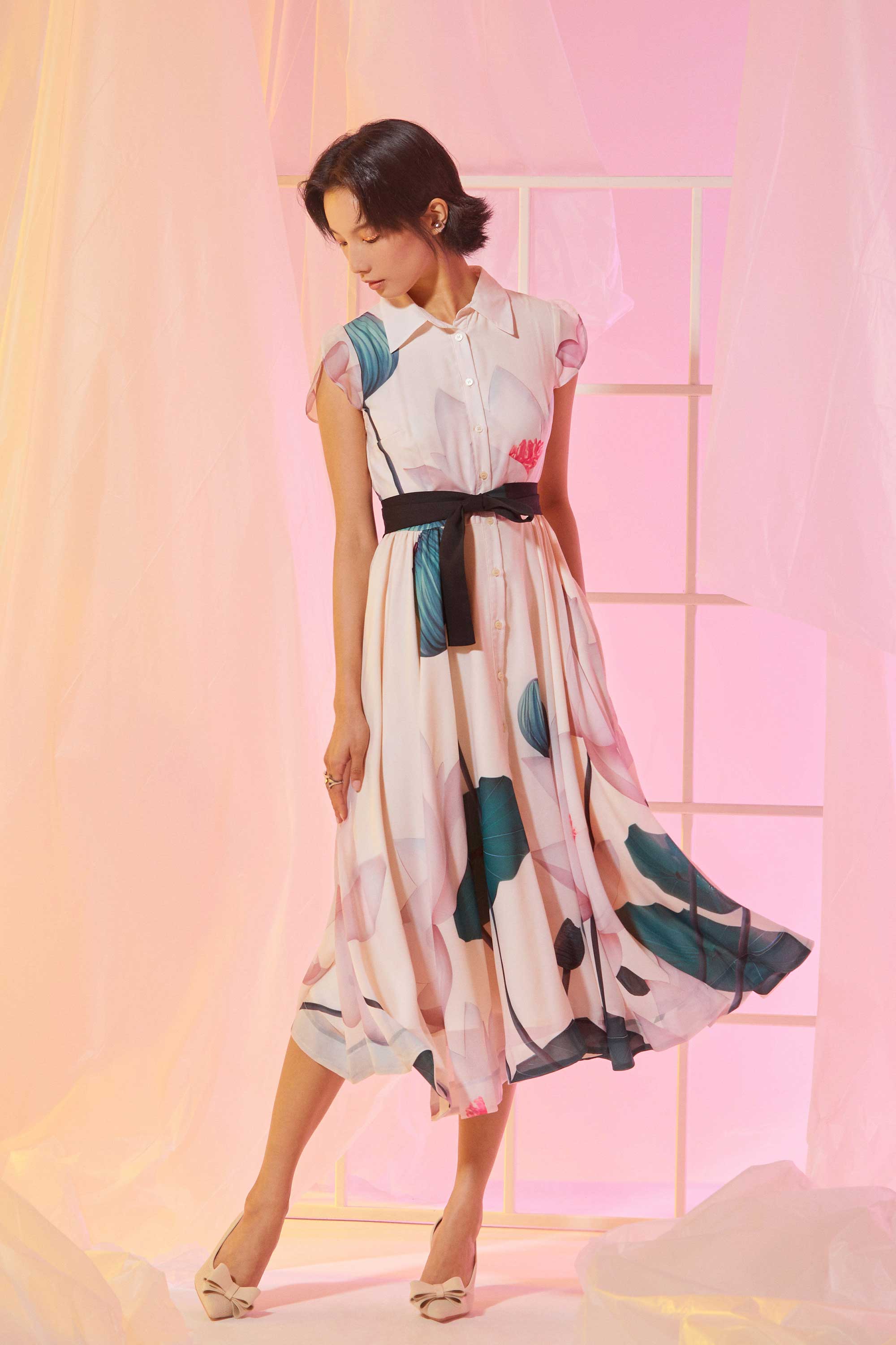 Snowdrop Sleeves Shirtwaist Dress (Diffusion)