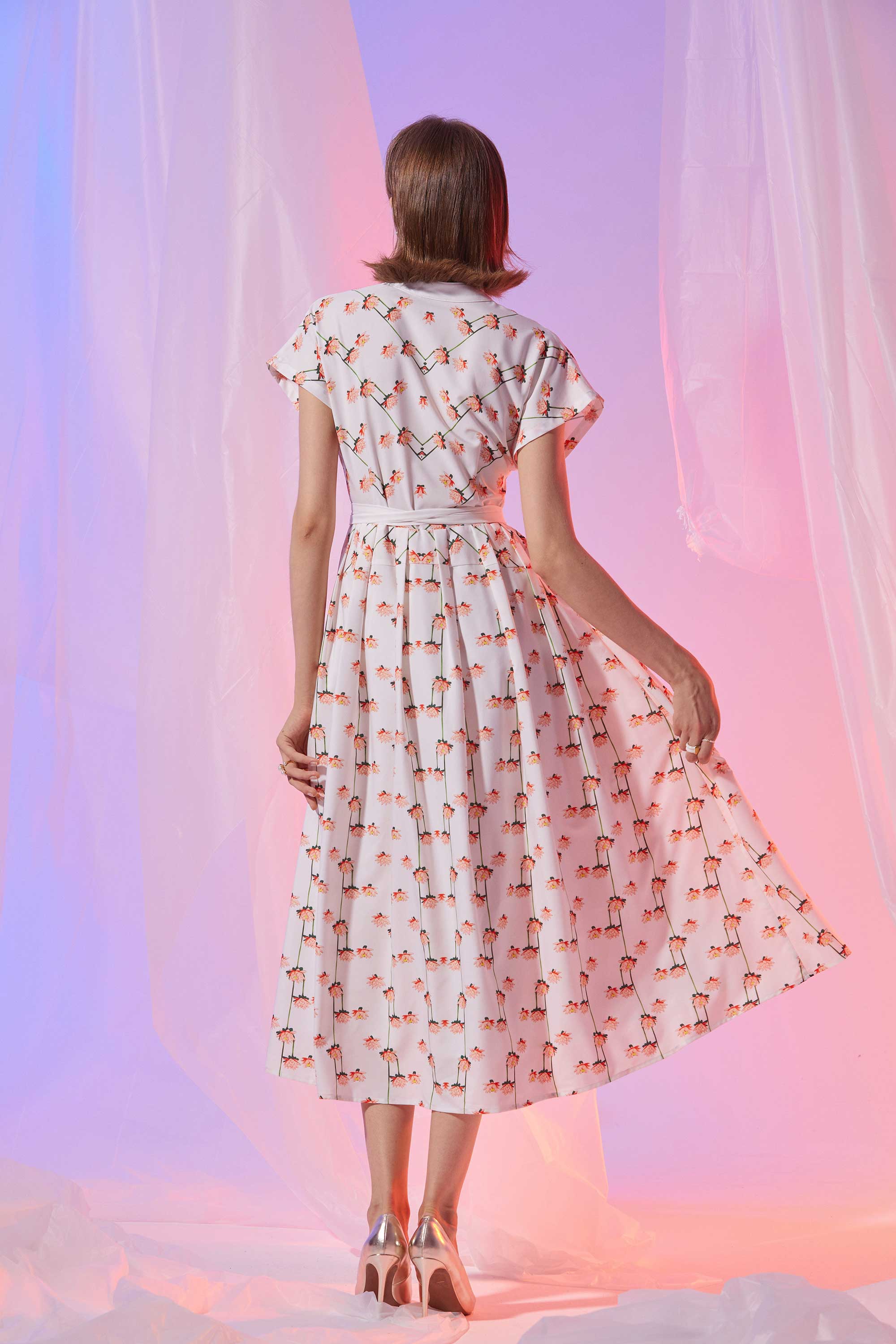 Chinese Collar Fit & Flare Maxi Dress (Prism)