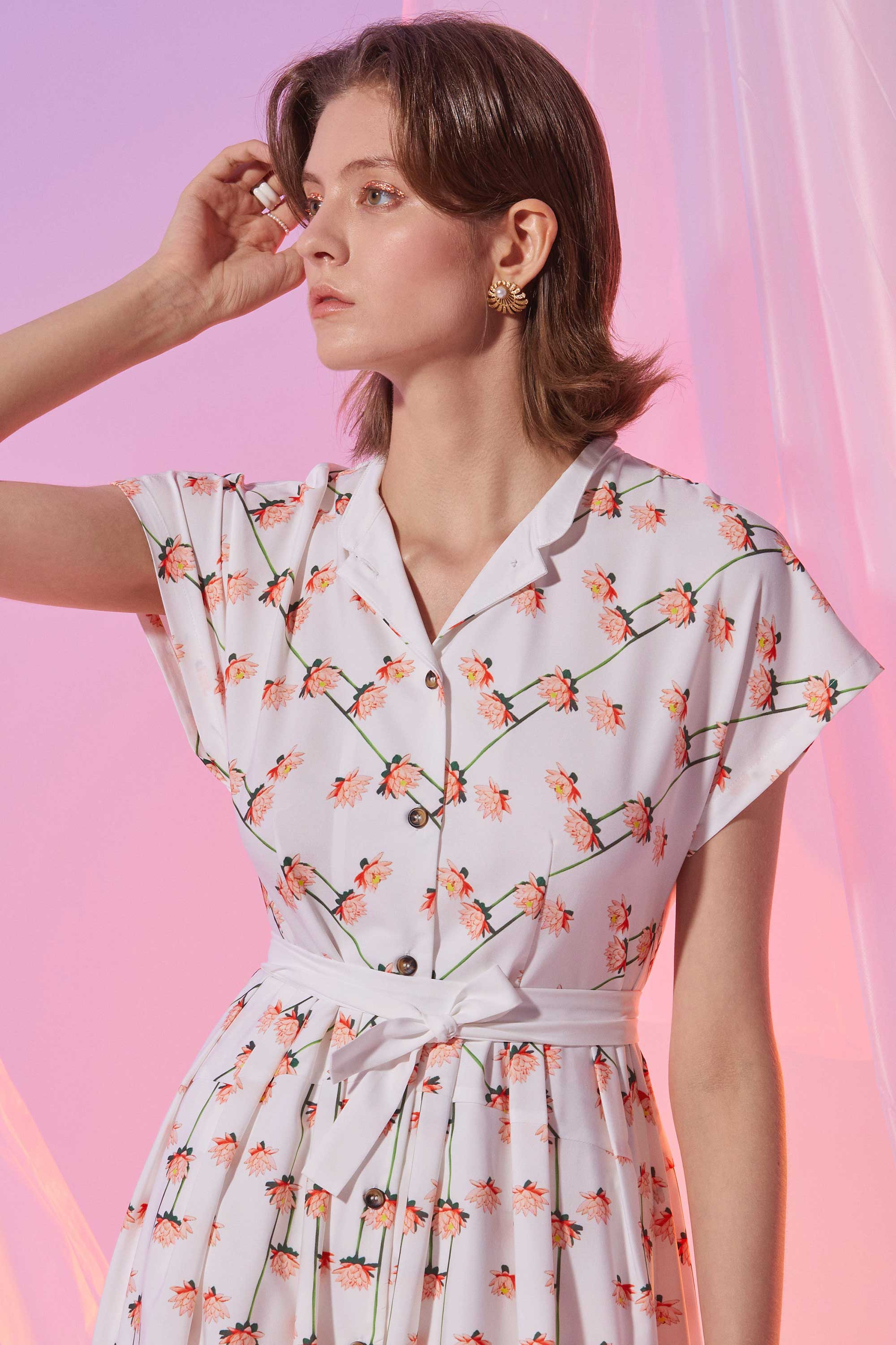 Chinese Collar Fit & Flare Maxi Dress (Prism)