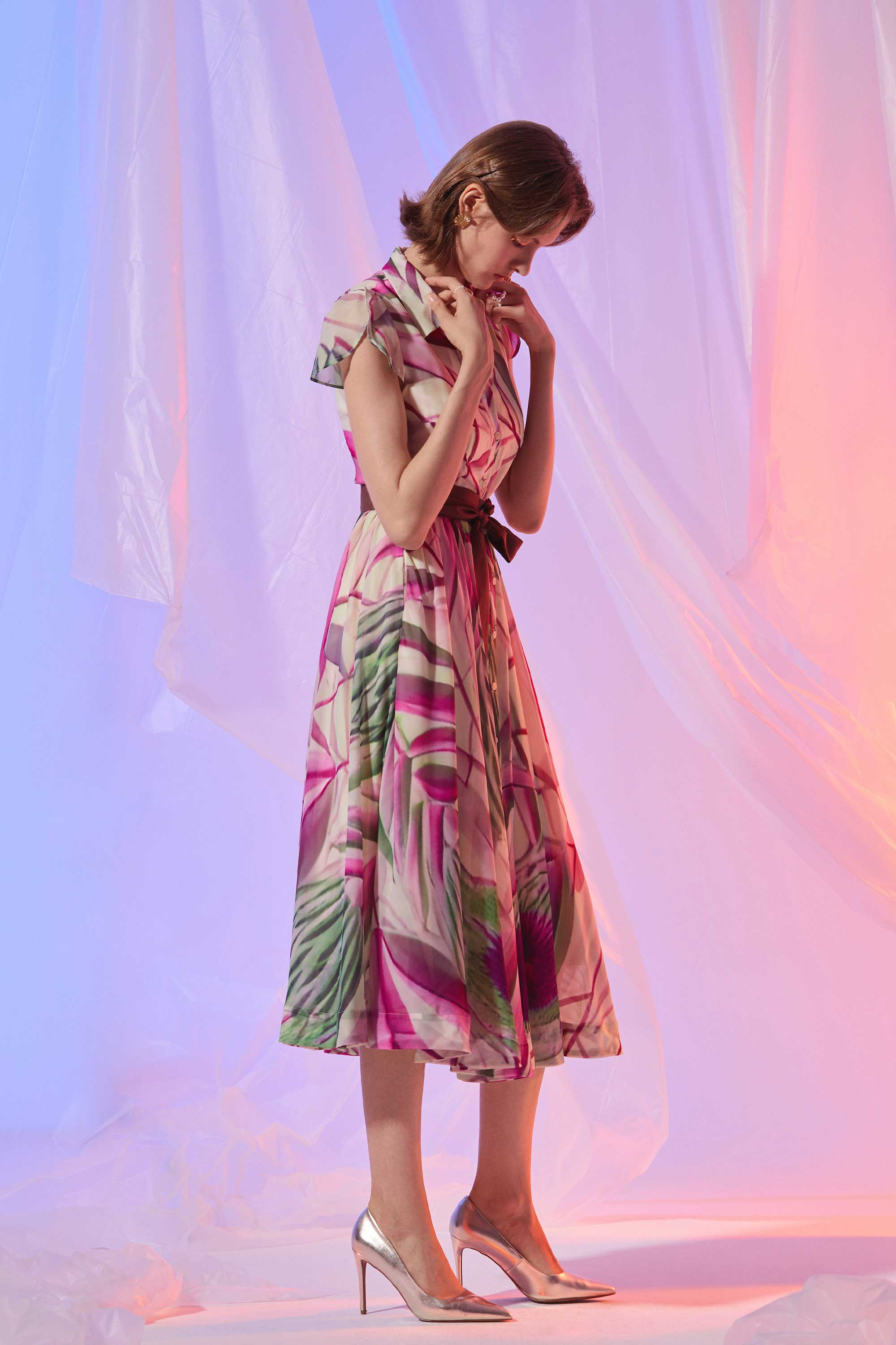 Snowdrop Sleeves Shirtwaist Dress (Drift)
