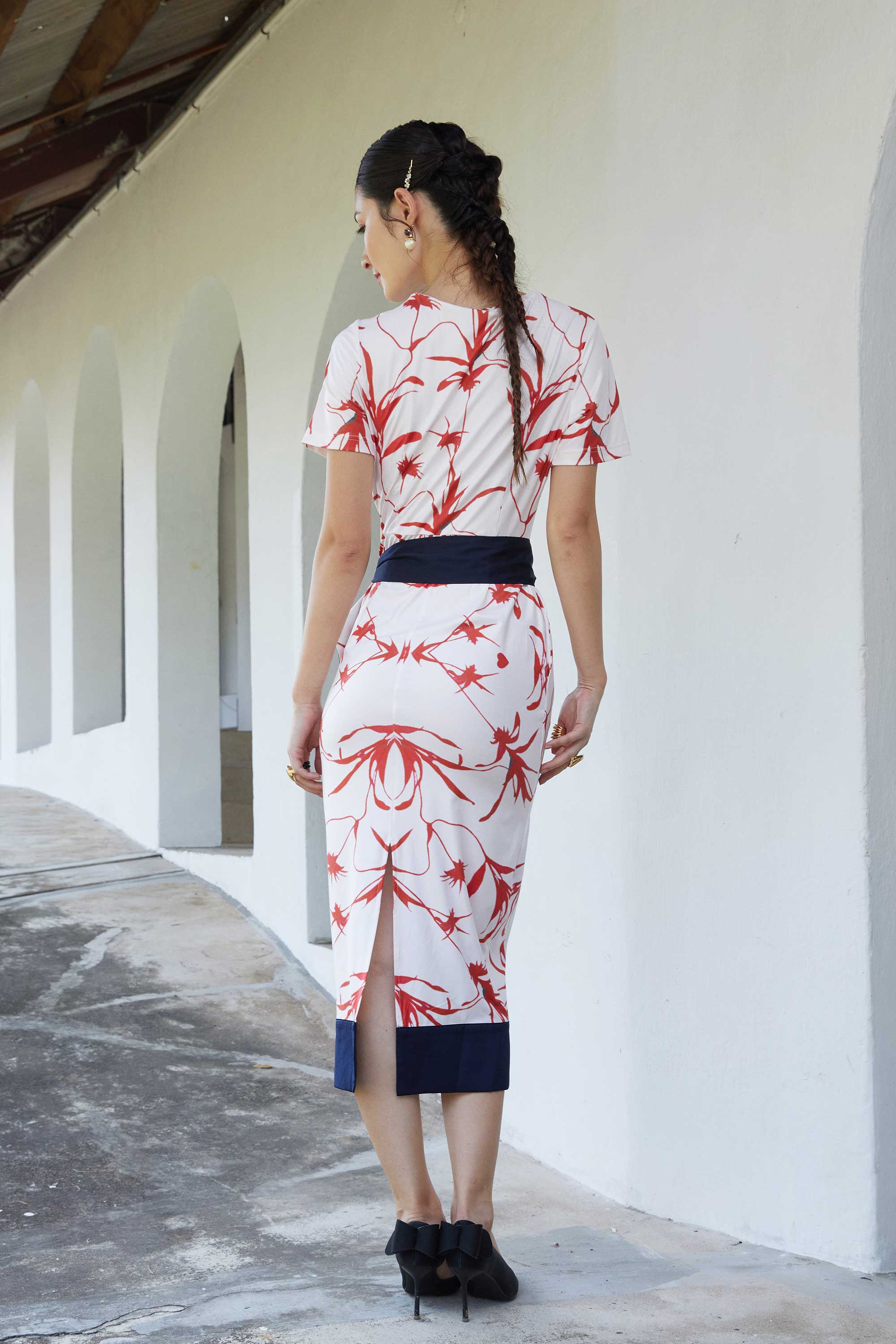 Draped Pencil Midi Dress (Wander)