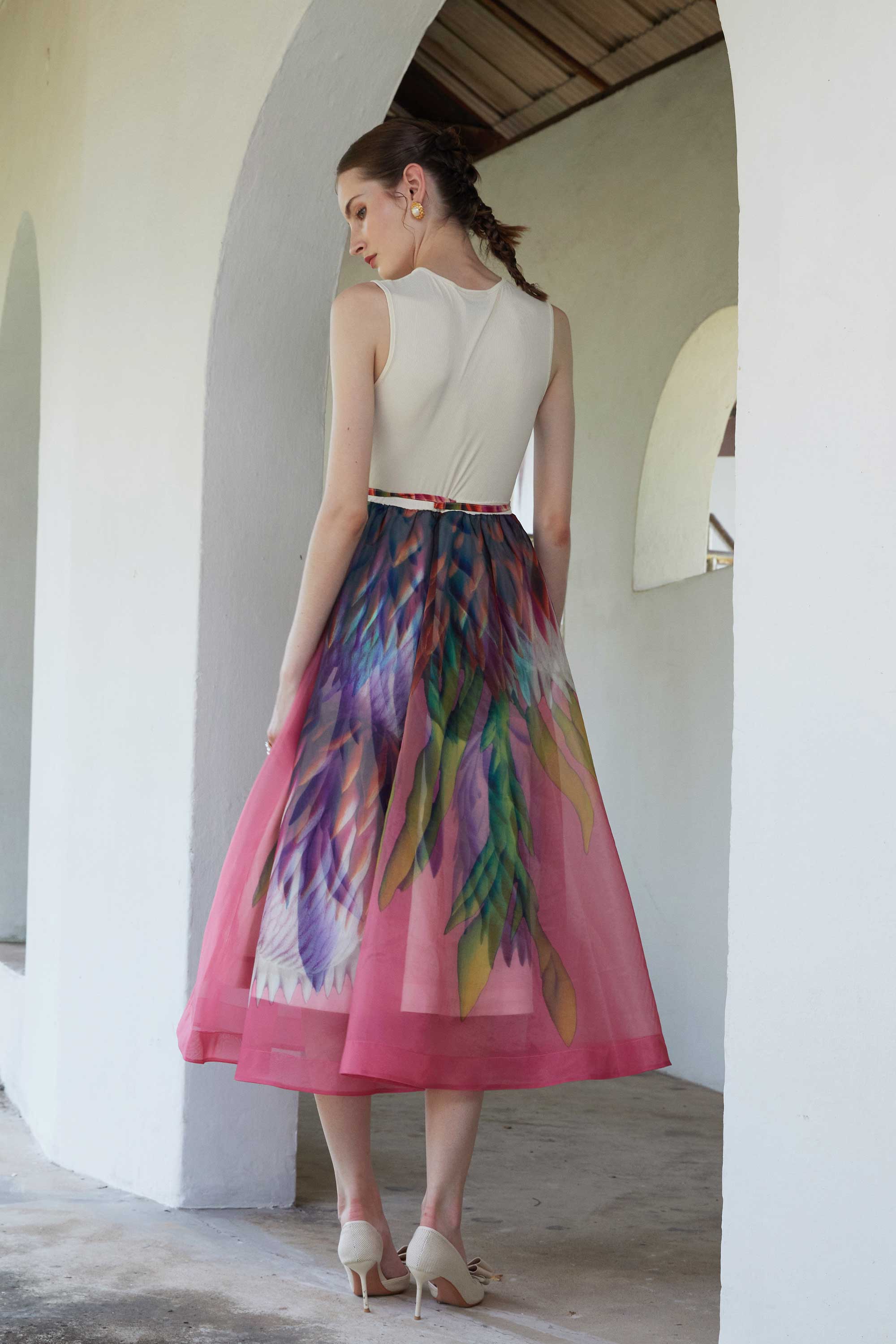 Ribbed Sleeveless Drawstring Swing Dress (Sanctuary)