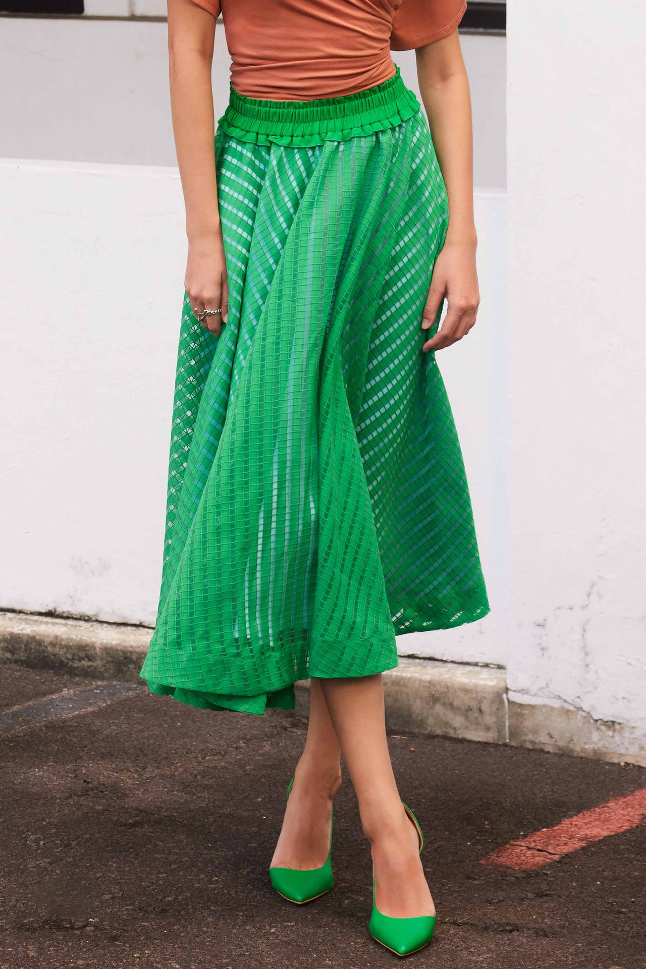 Elastic Full Circle Skirt (Green)