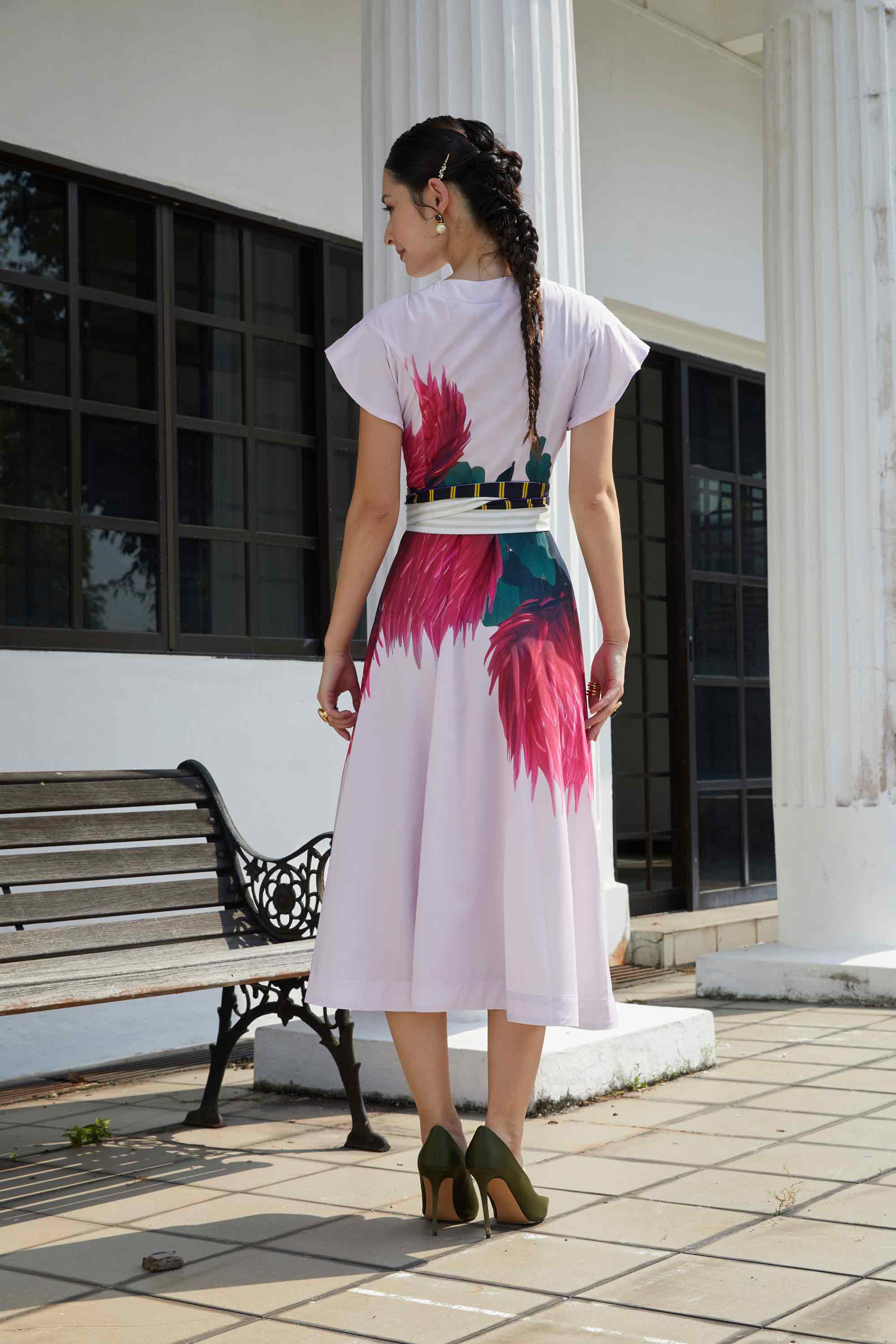 Bluebell Sleeves Fit & Flare Midi Dress (Serenade)