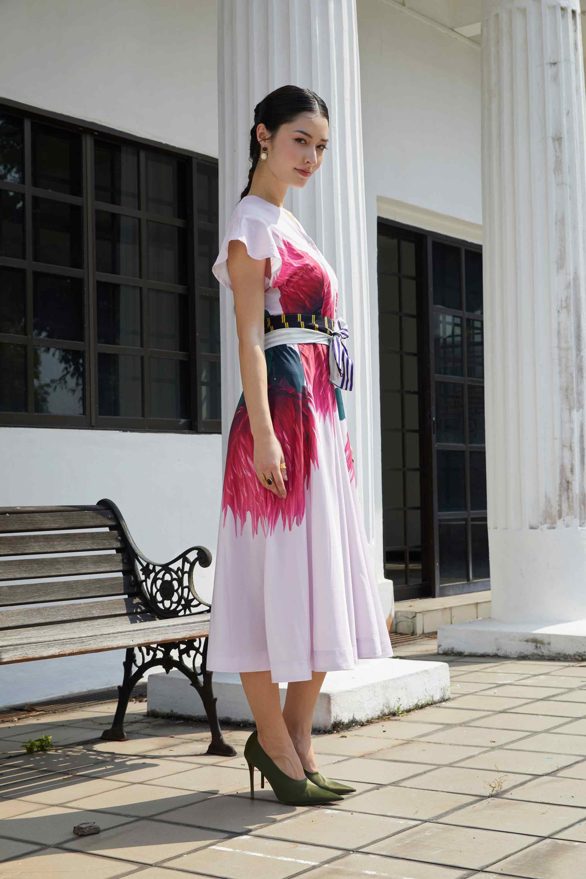 Bluebell Sleeves Fit & Flare Midi Dress (Serenade)